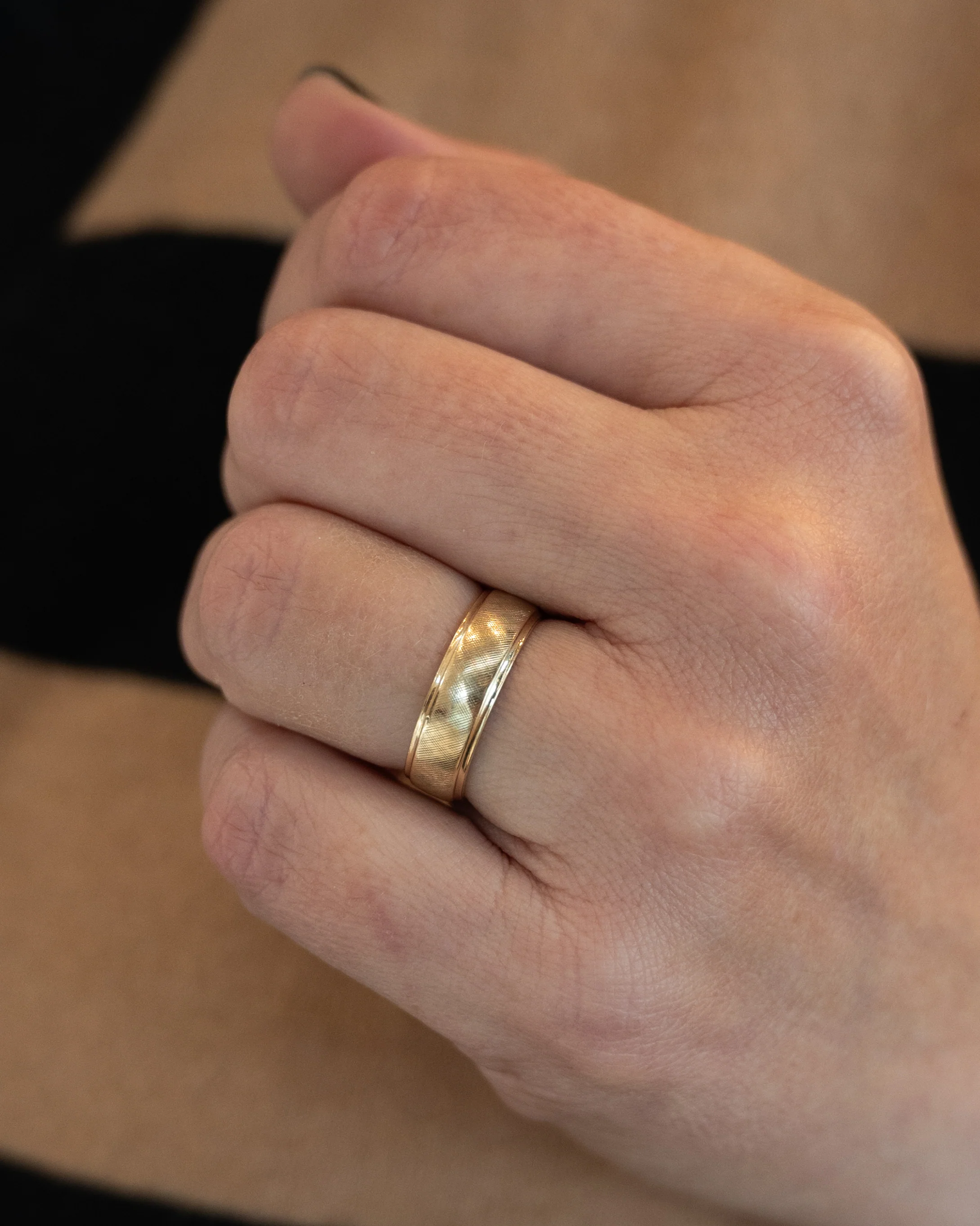 Mens 6mm Florentine Step Edge Wedding Band 14k - Image 7
