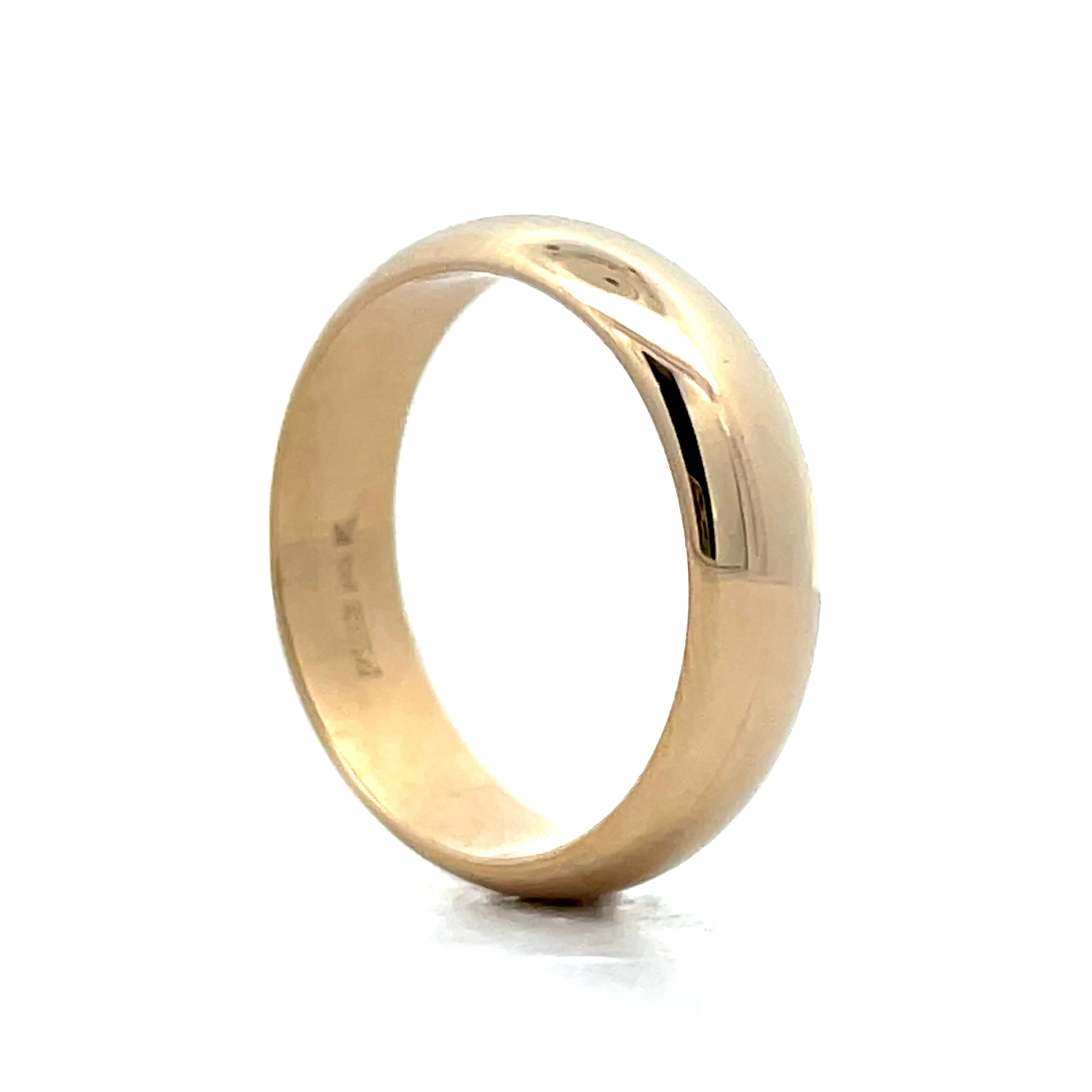 Mens 6mm Half Round Wedding Band in 14k Yellow Gold - Image 5