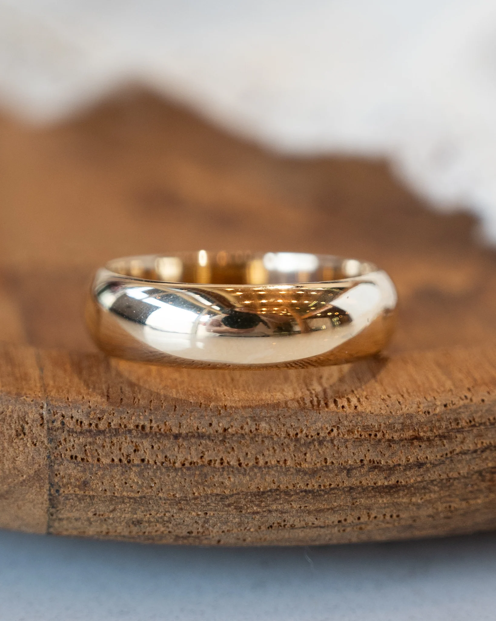 Mens 6mm Half Round Wedding Band in 14k Yellow Gold - Image 6