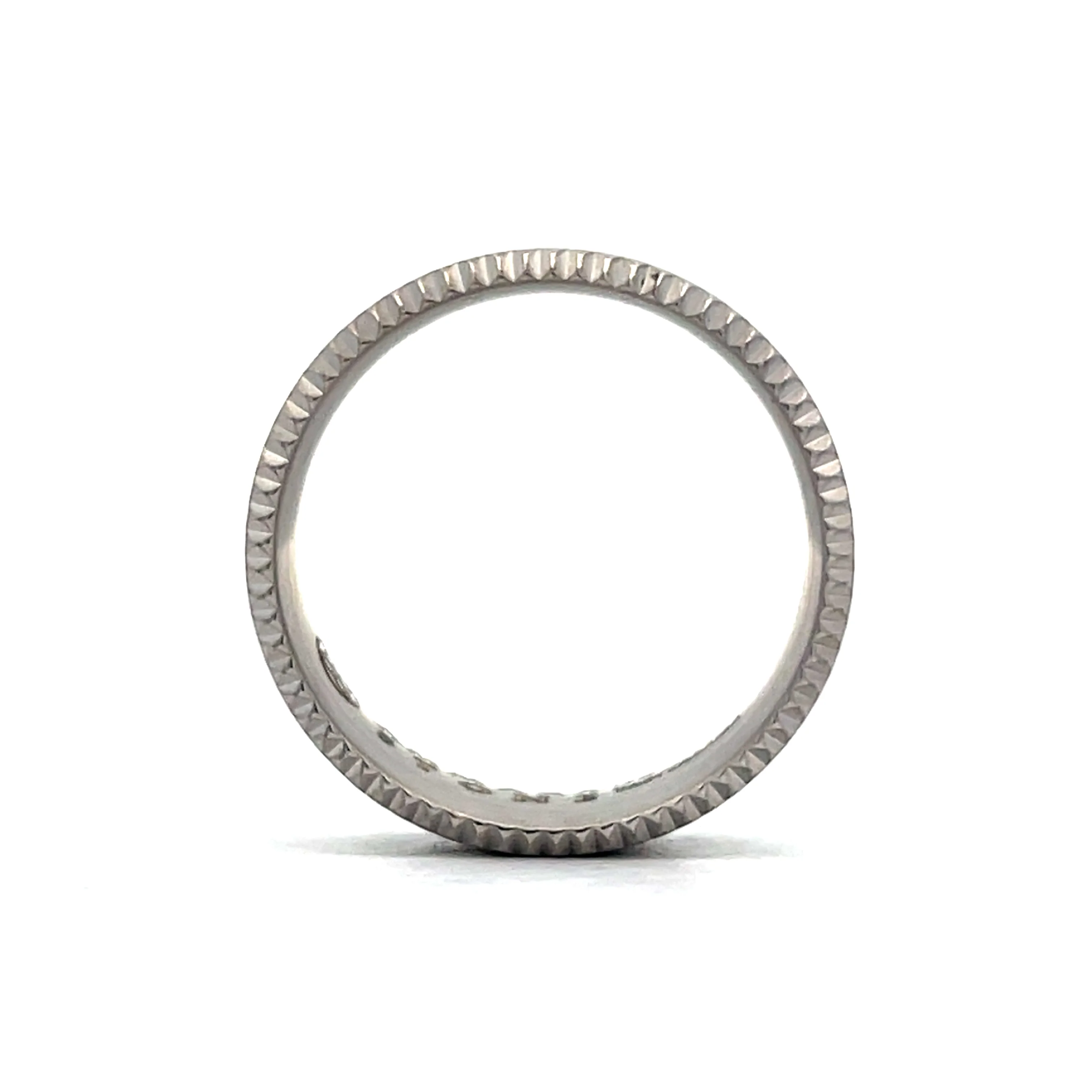 Mens 8mm Brushed Tantalum Wedding Band in 14K - Image 4