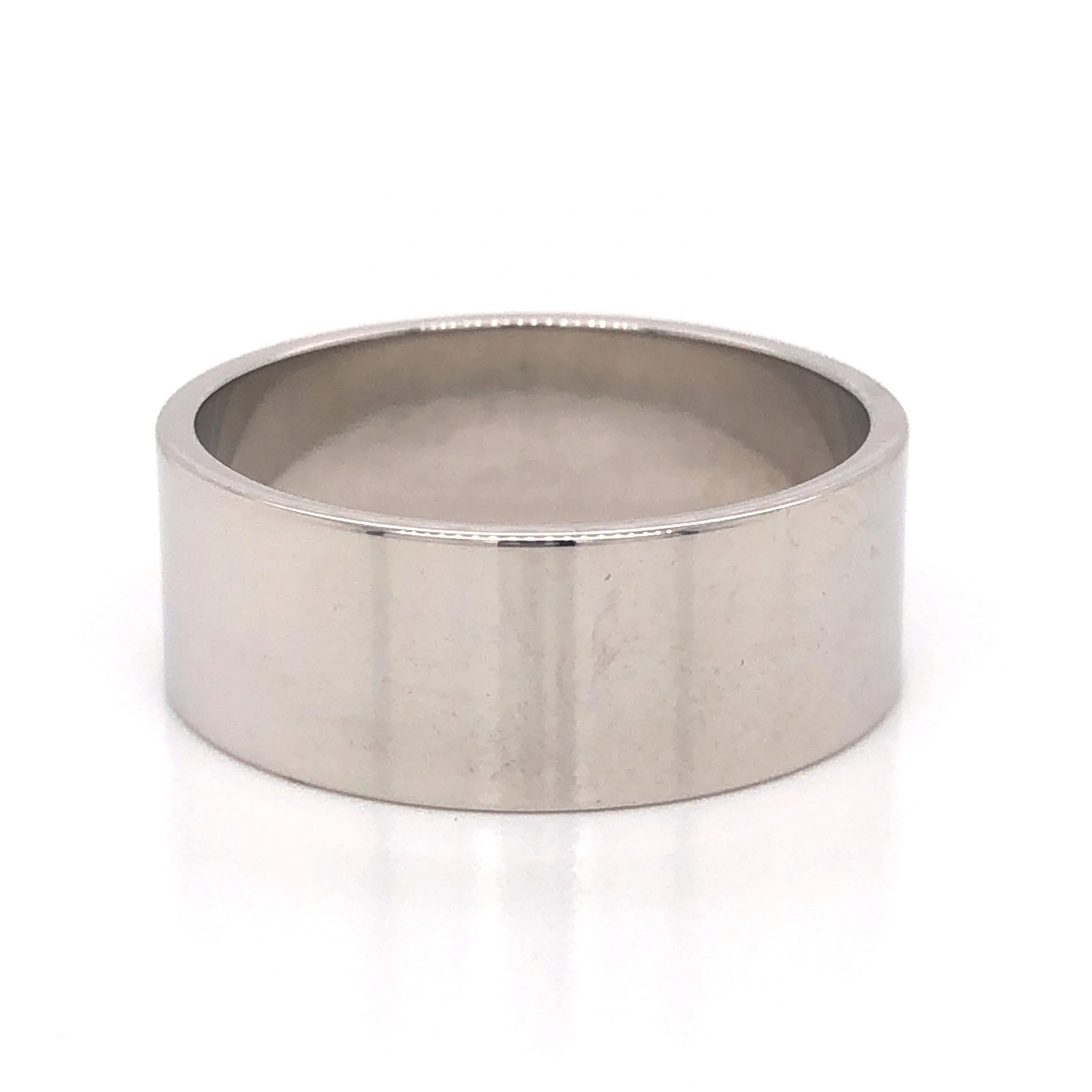 Men's 9mm Flat Edge Wedding Band in 14K White Gold