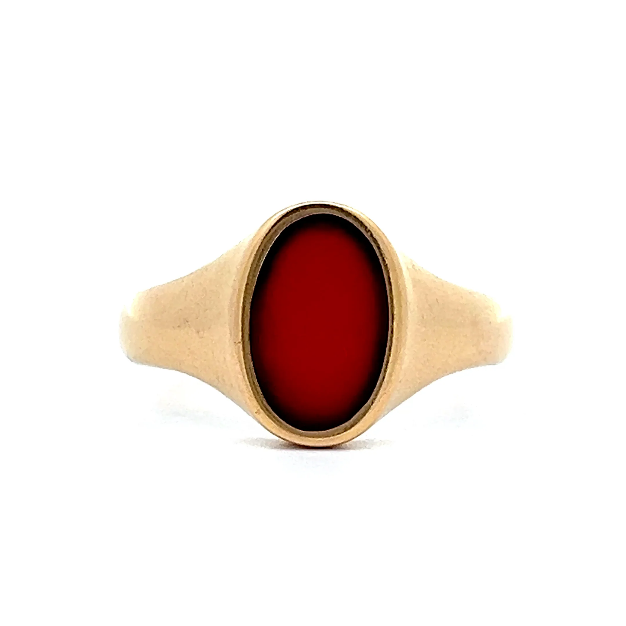 Mens Antique Edwardian Carnelian Signet Ring in 18k
