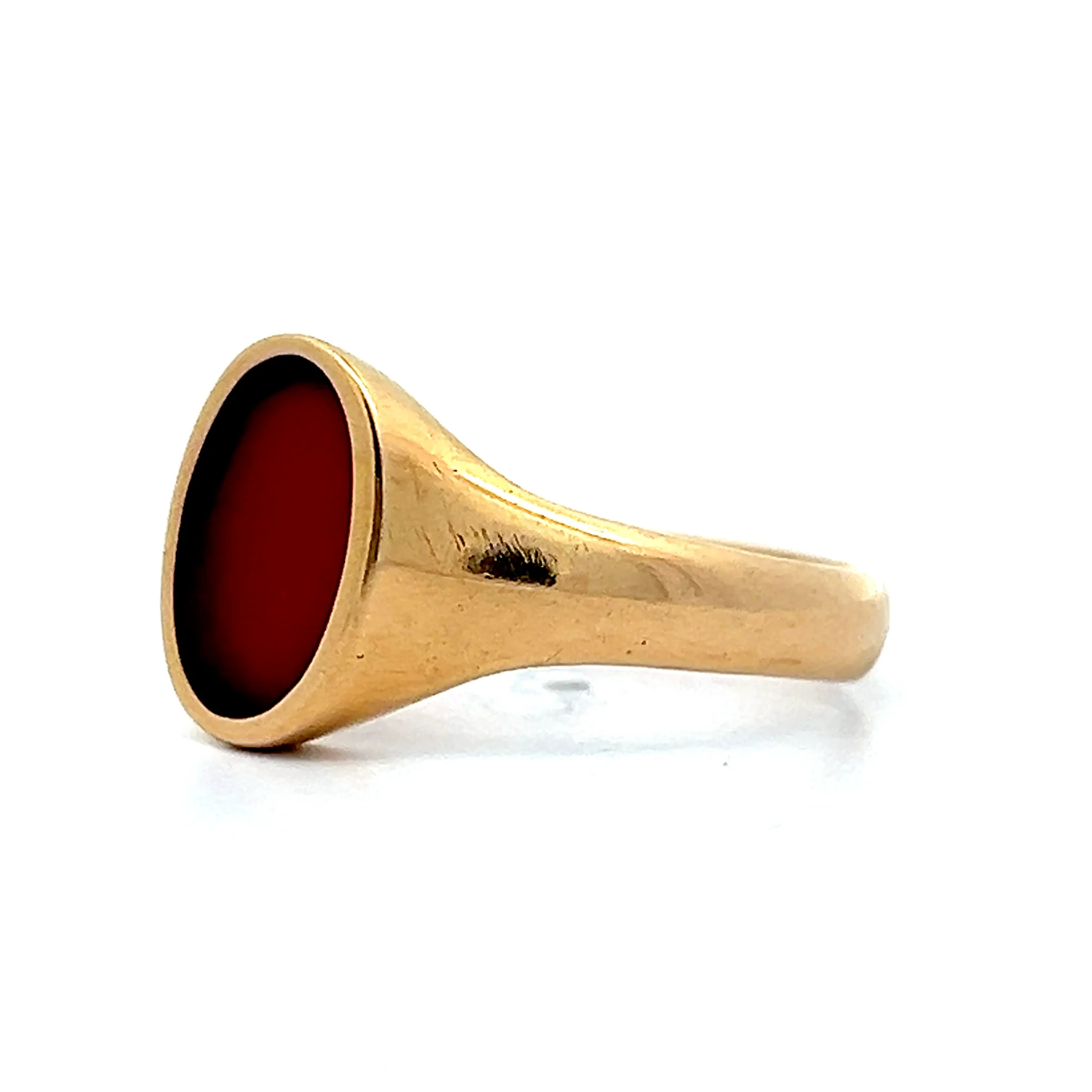 Mens Antique Edwardian Carnelian Signet Ring in 18k - Image 2