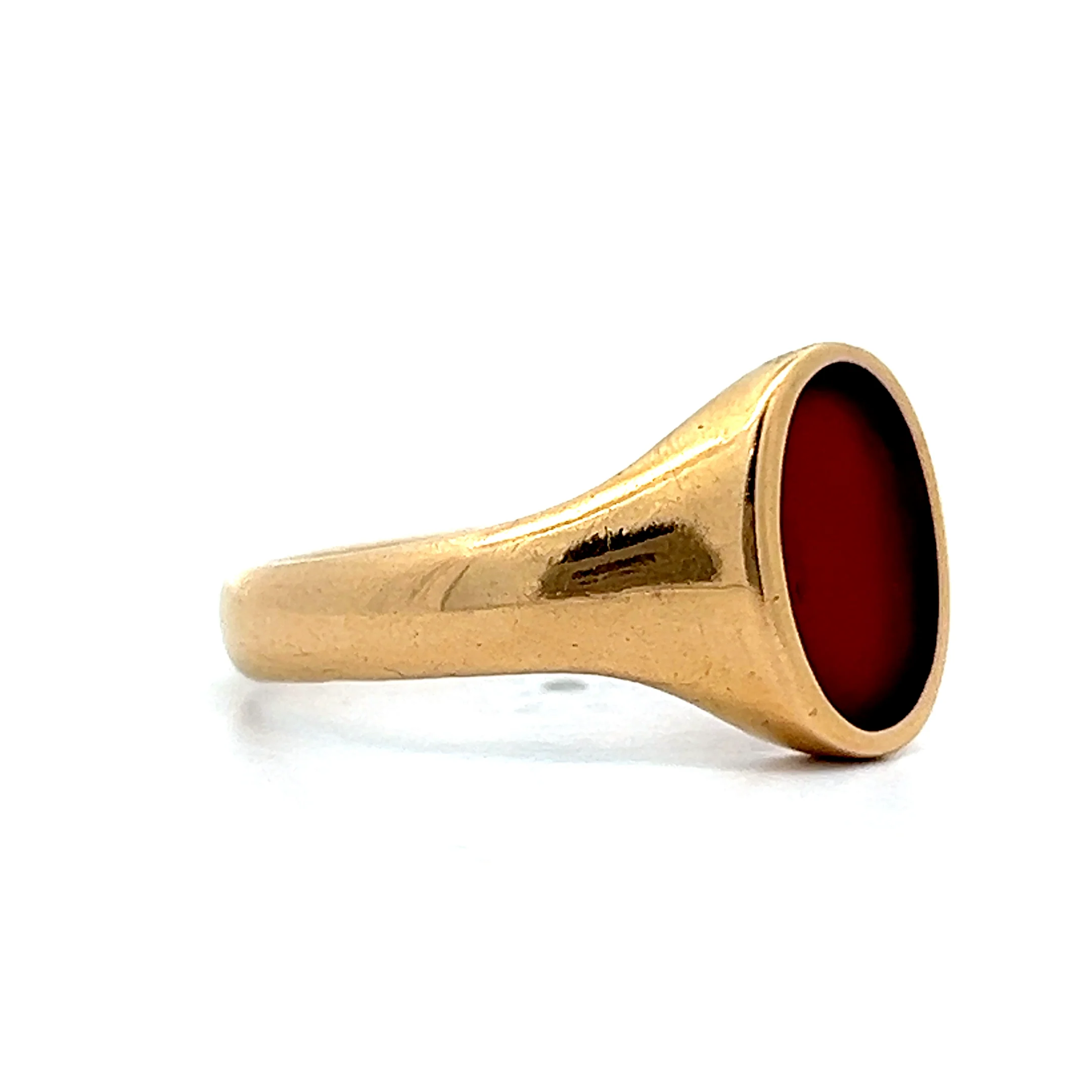Mens Antique Edwardian Carnelian Signet Ring in 18k - Image 3