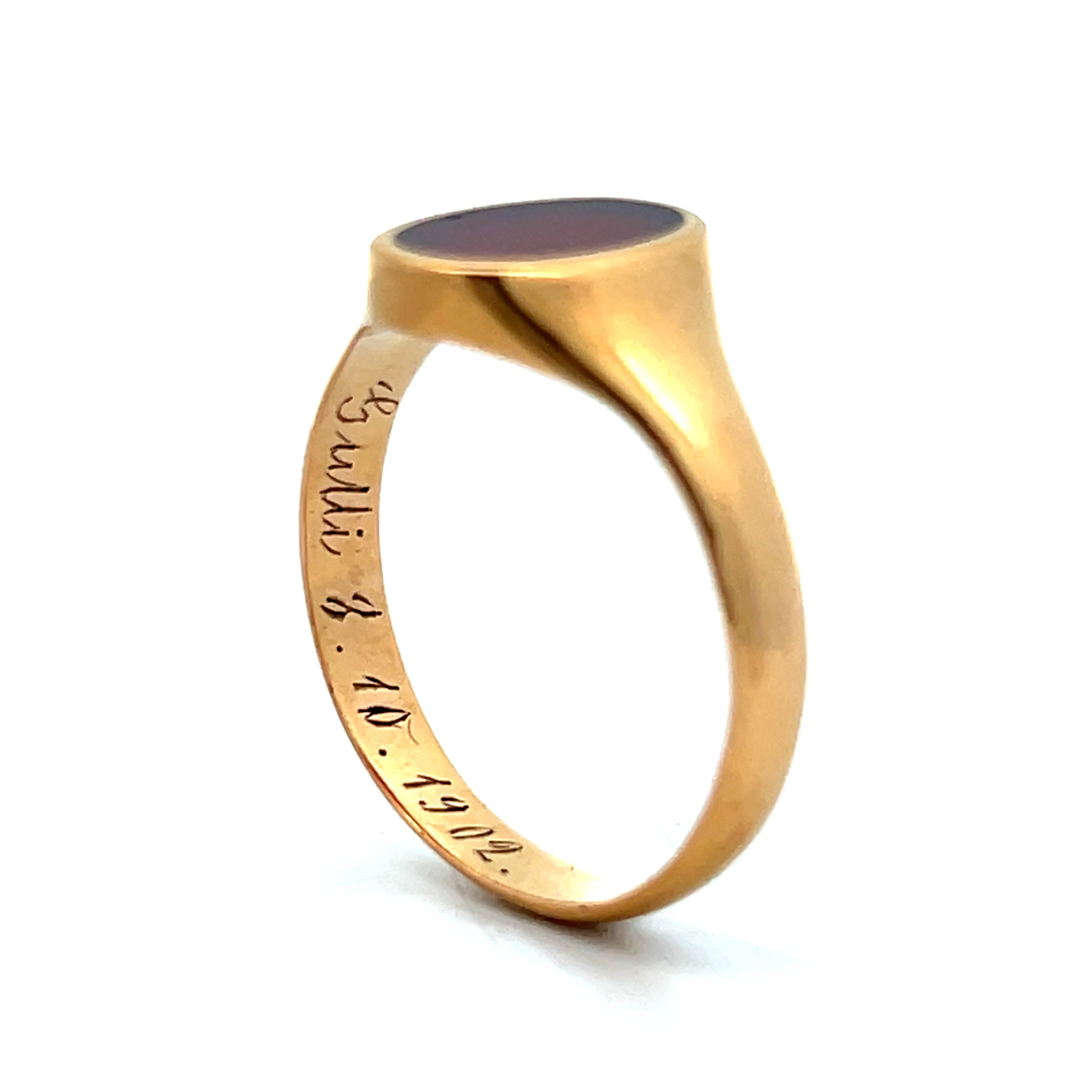 Mens Antique Edwardian Carnelian Signet Ring in 18k - Image 6