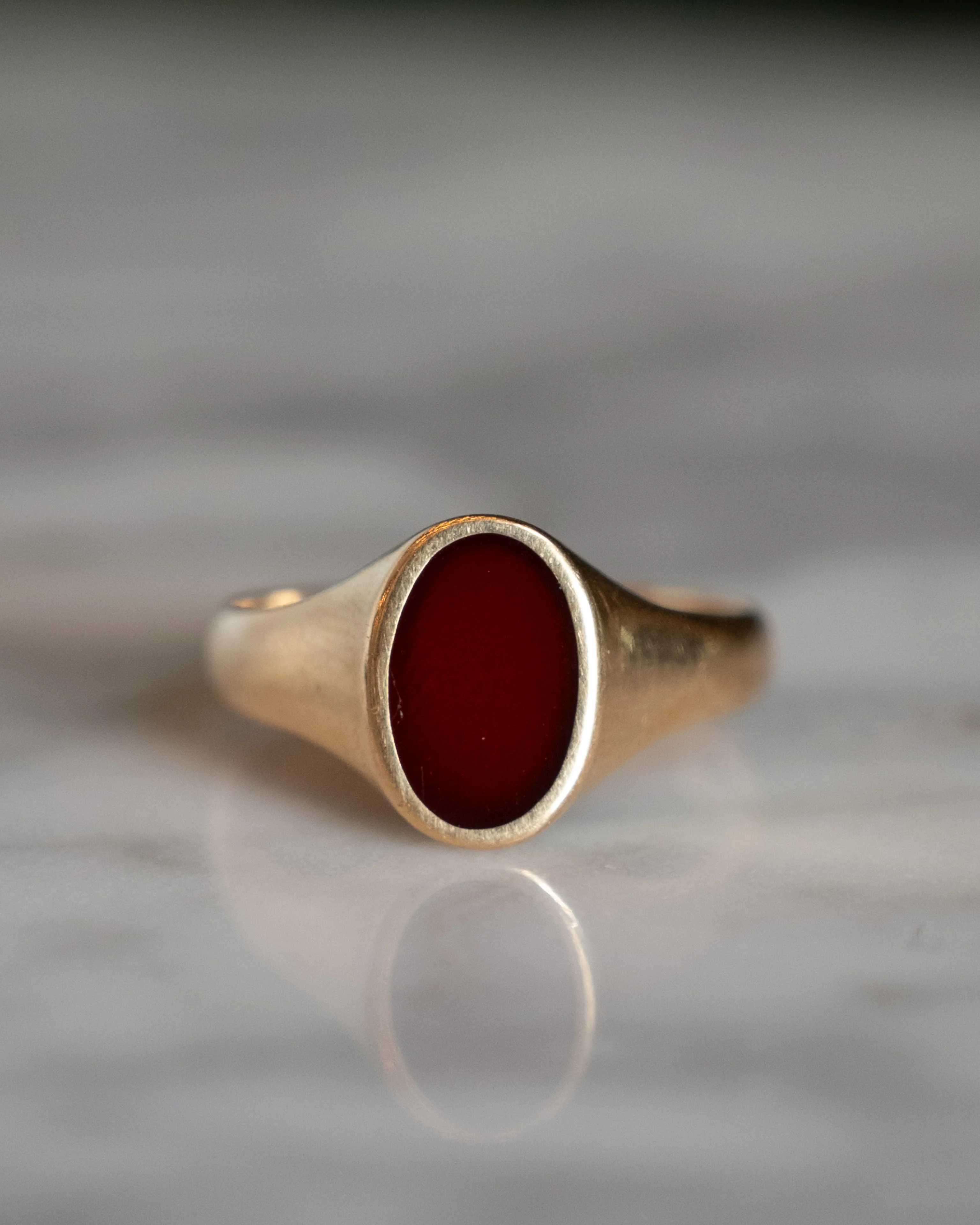 Mens Antique Edwardian Carnelian Signet Ring in 18k - Image 7