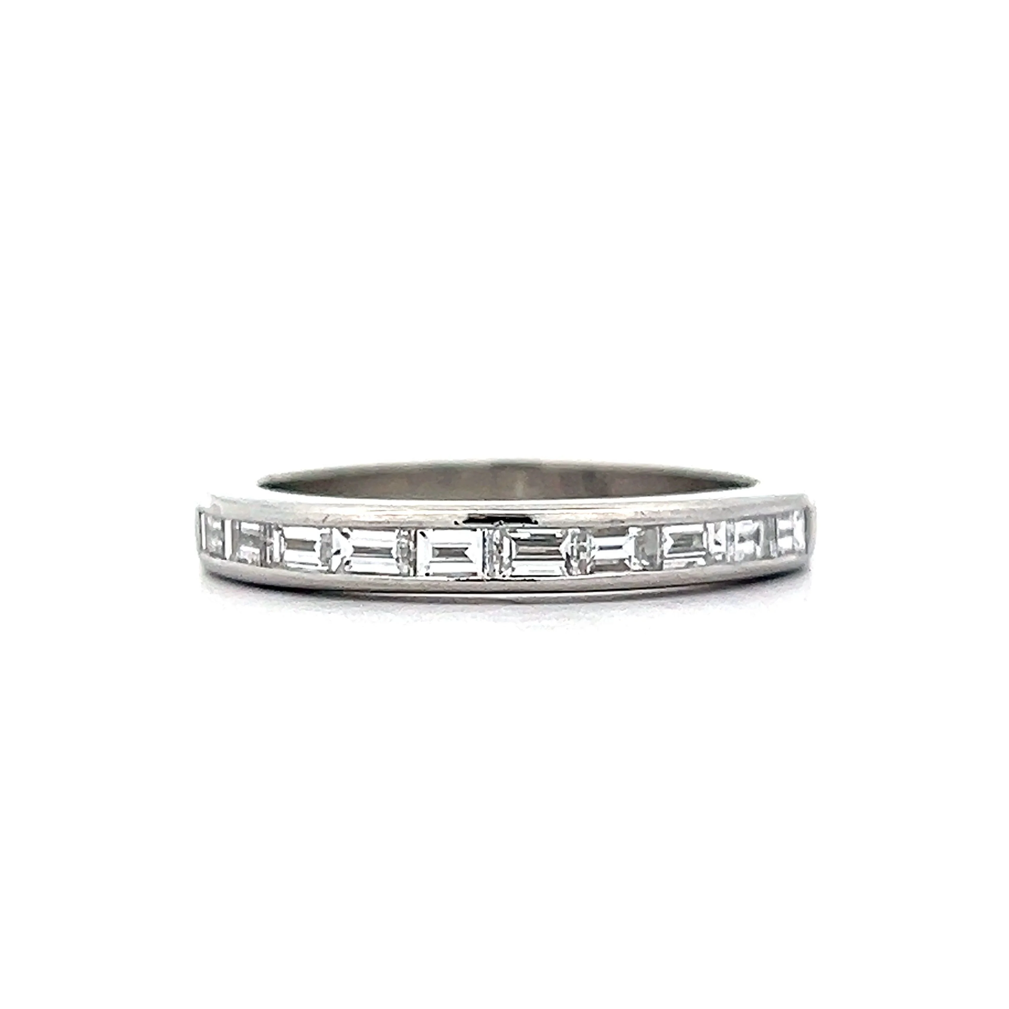 Men's Baguette Diamond Wedding Band in Platinum
