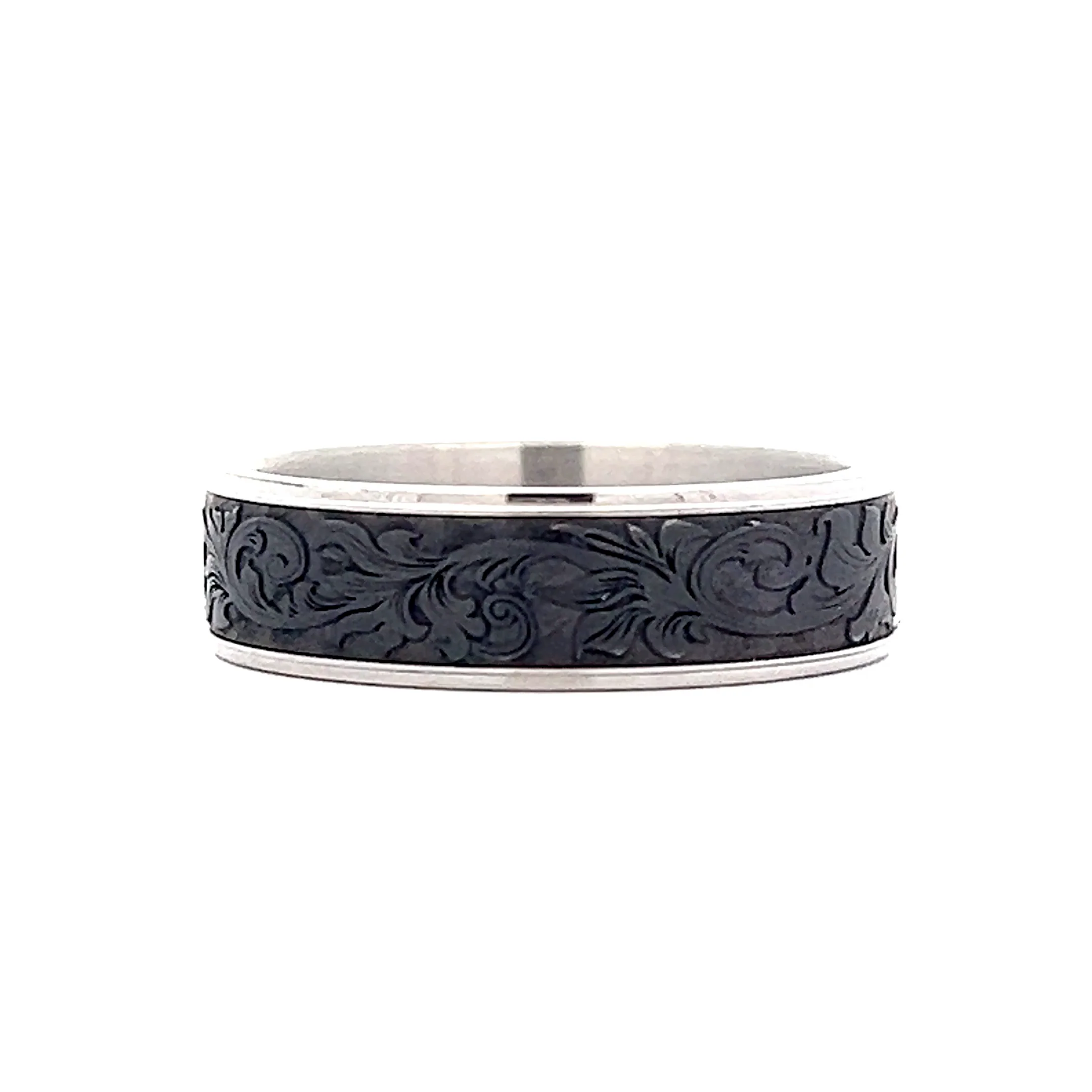 Mens Black Tantalum Wedding Band in 14k