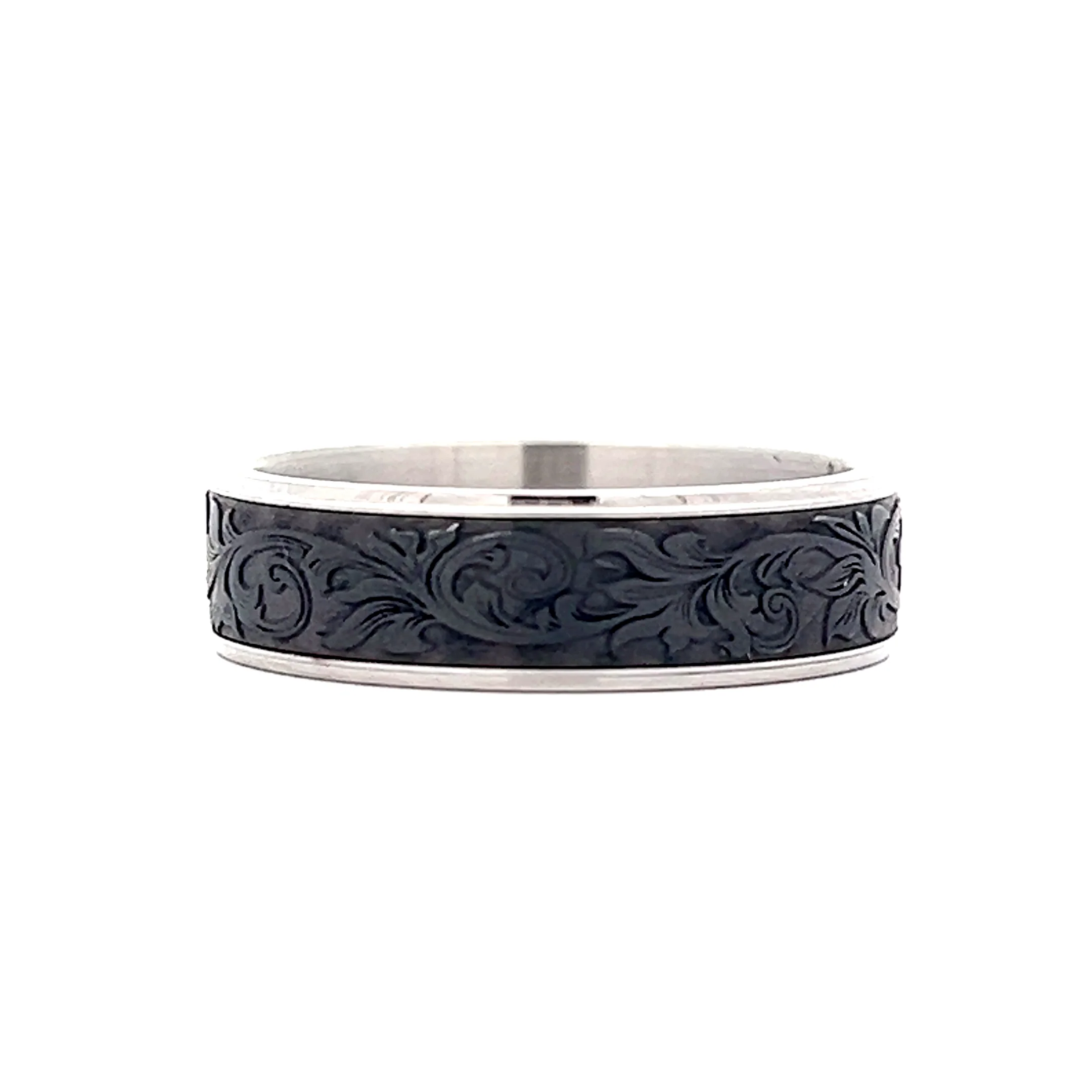 Mens Black Tantalum Wedding Band in 14k - Image 2