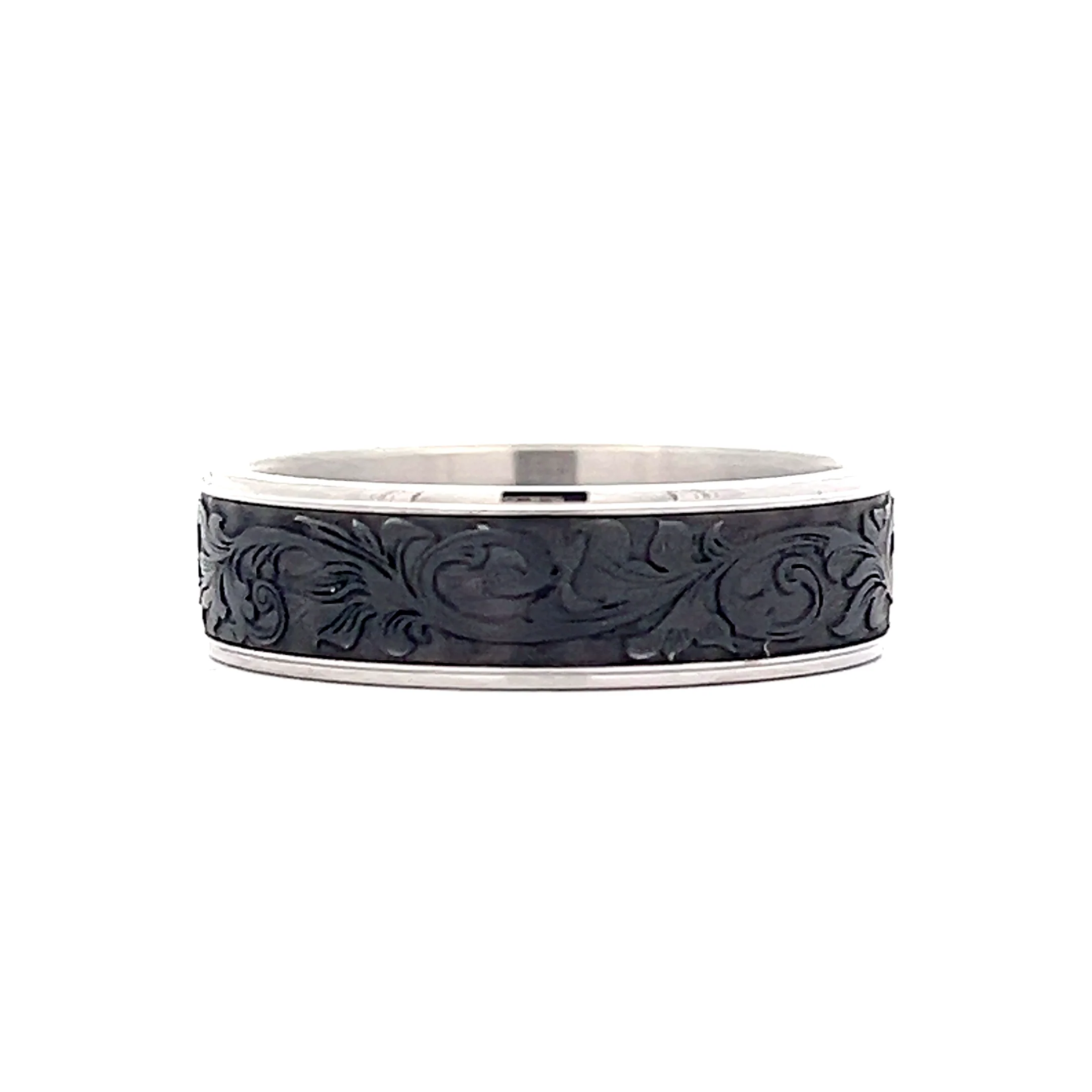 Mens Black Tantalum Wedding Band in 14k - Image 3
