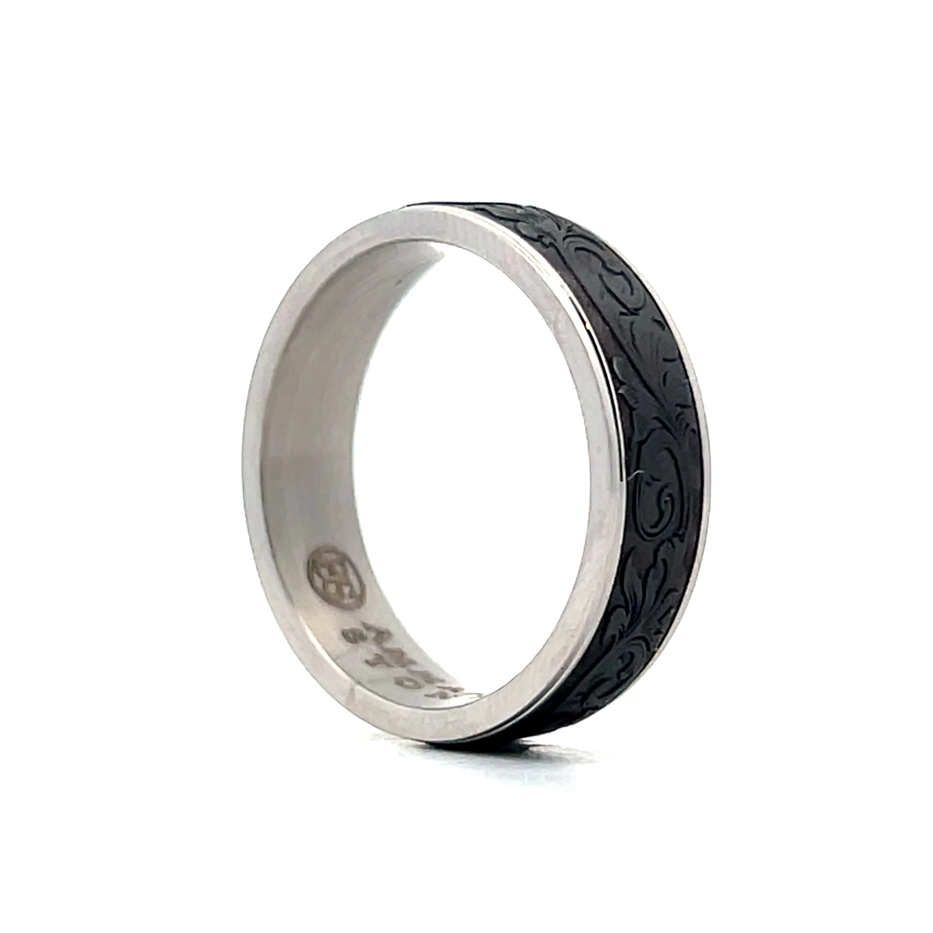 Mens Black Tantalum Wedding Band in 14k - Image 5