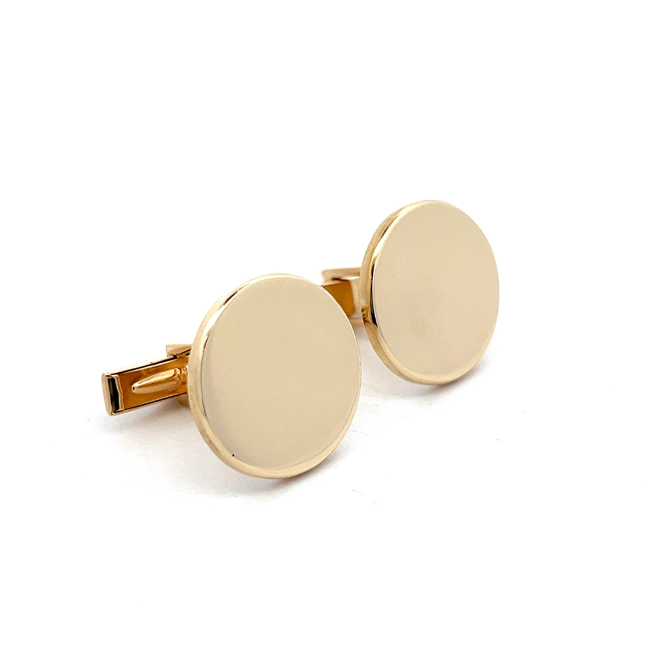 Mens Circular Cufflinks in 14k Yellow Gold - Image 3