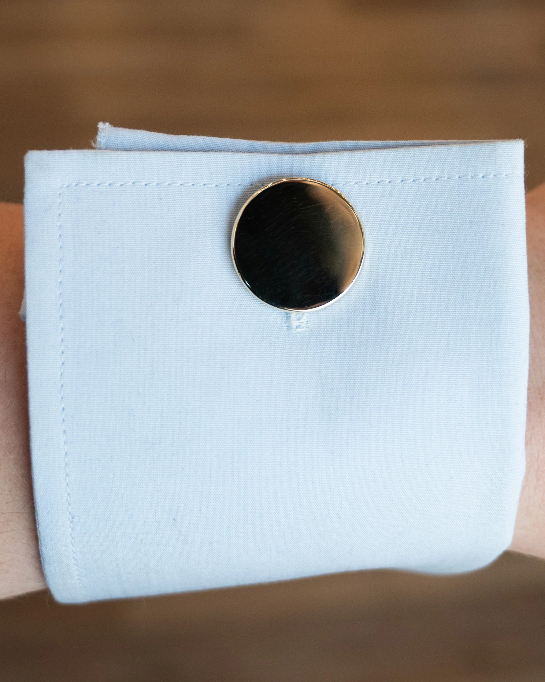 Mens Circular Cufflinks in 14k Yellow Gold - Image 6