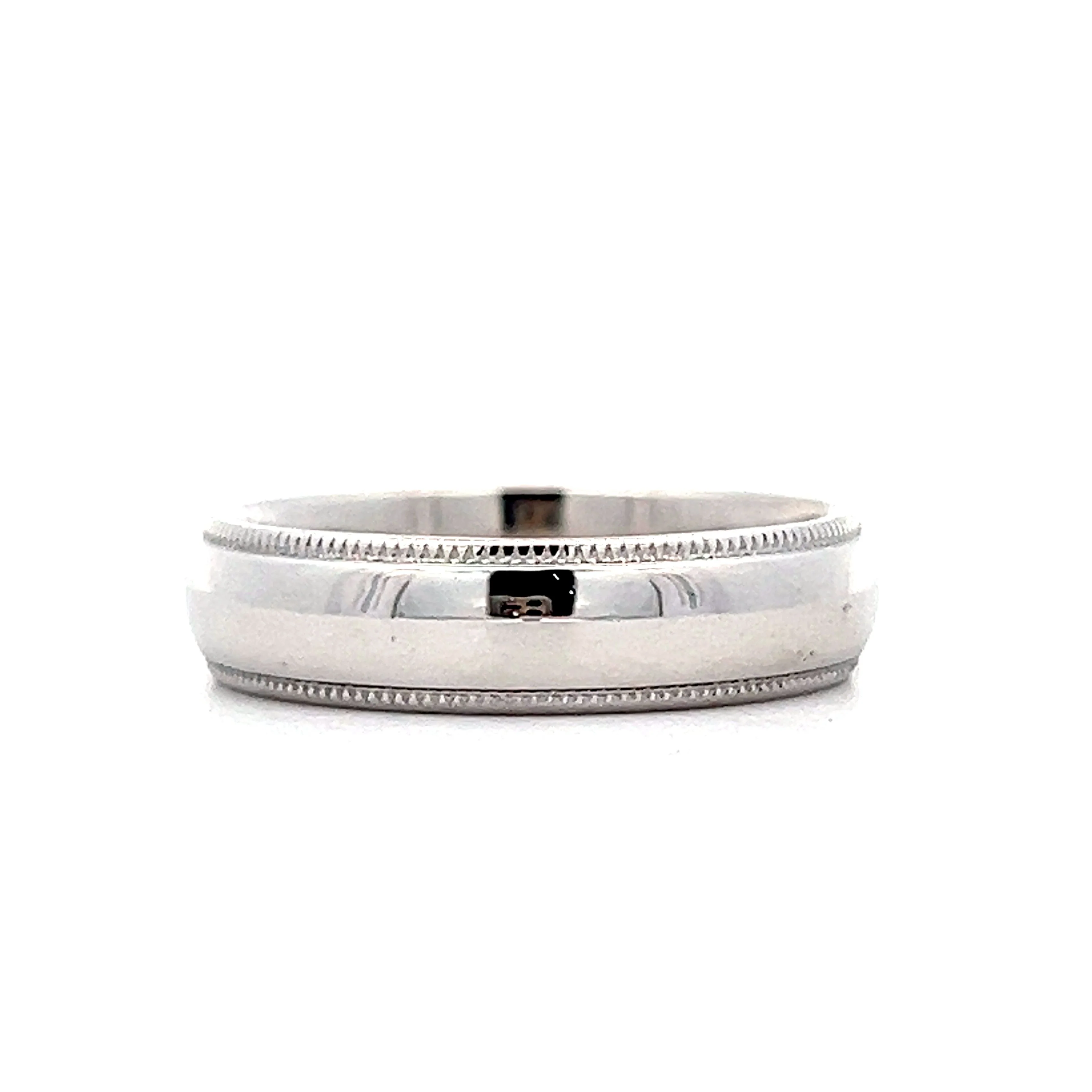Mens Classic 5mm Milgrain Wedding Band in 14k - Image 3