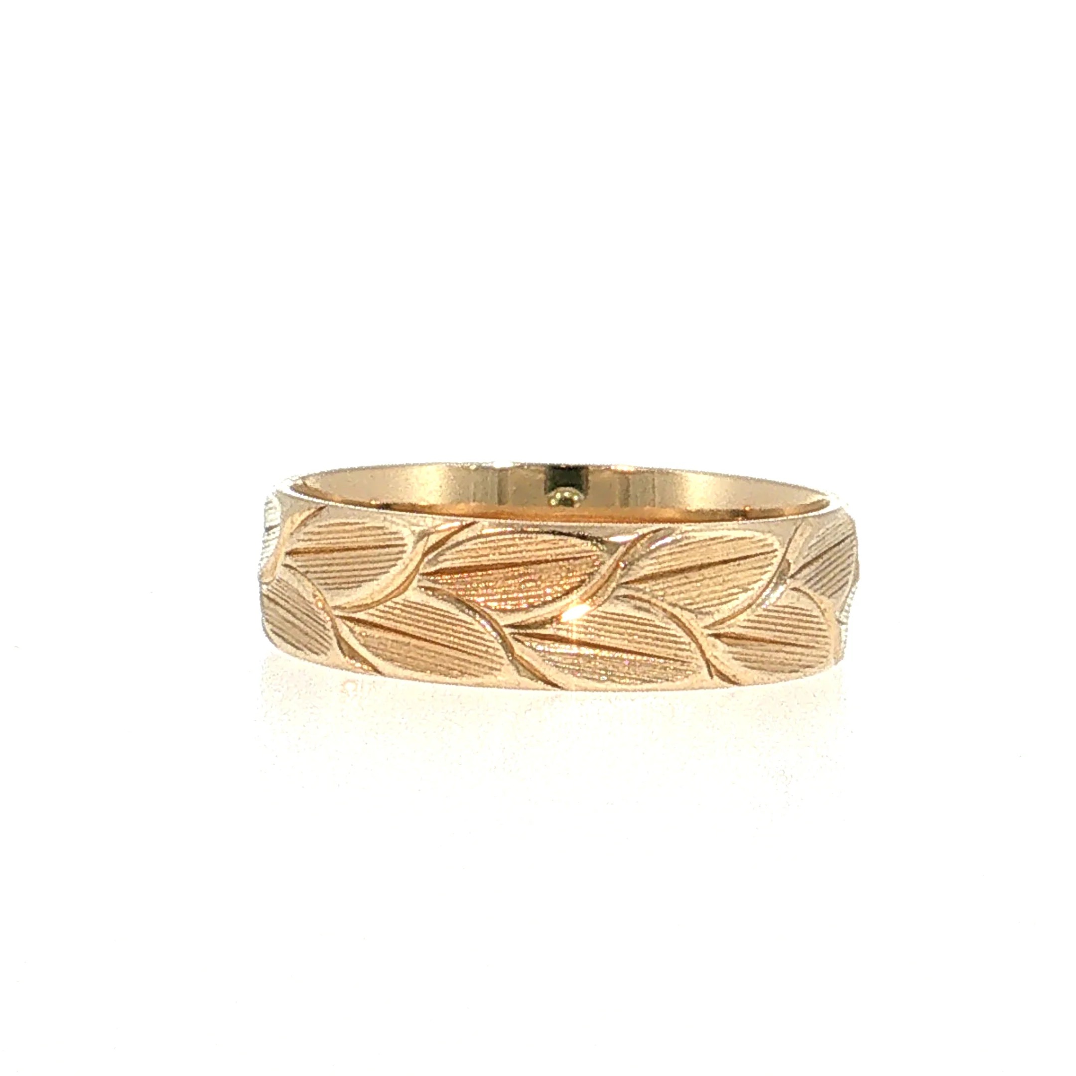 Men's Engraved Wedding Band 14k Yellow Gold - Image 2