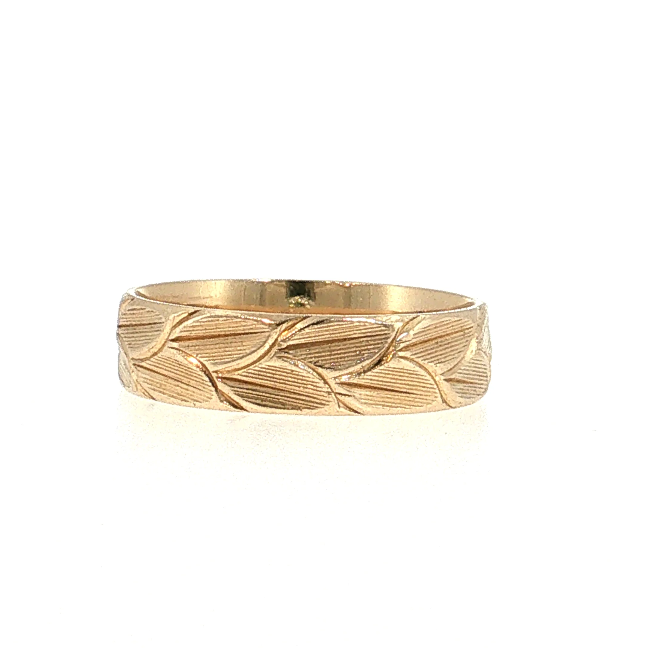 Men's Engraved Wedding Band 14k Yellow Gold - Image 3