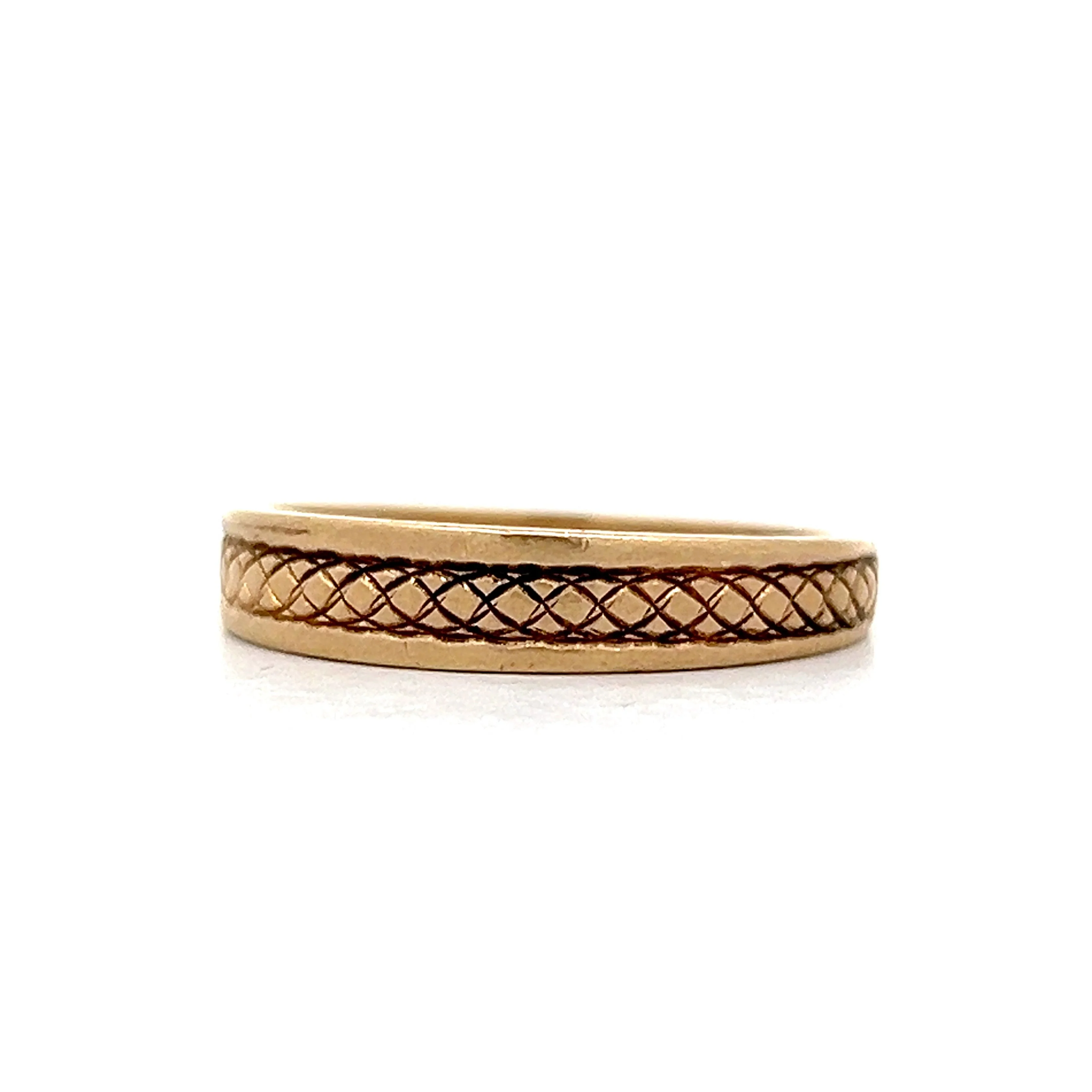 Men's Etched Tapered Wedding Band in 14k - Image 2