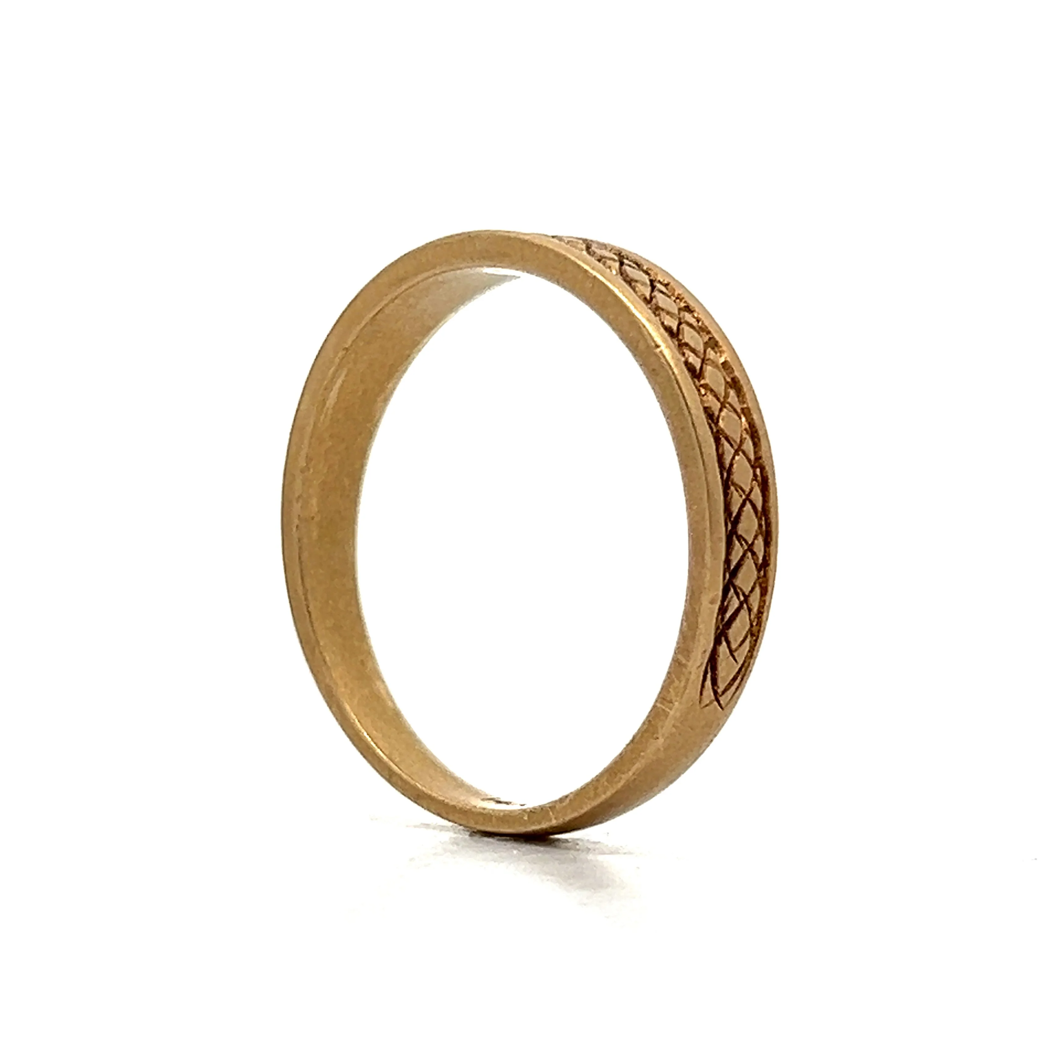 Men's Etched Tapered Wedding Band in 14k - Image 5