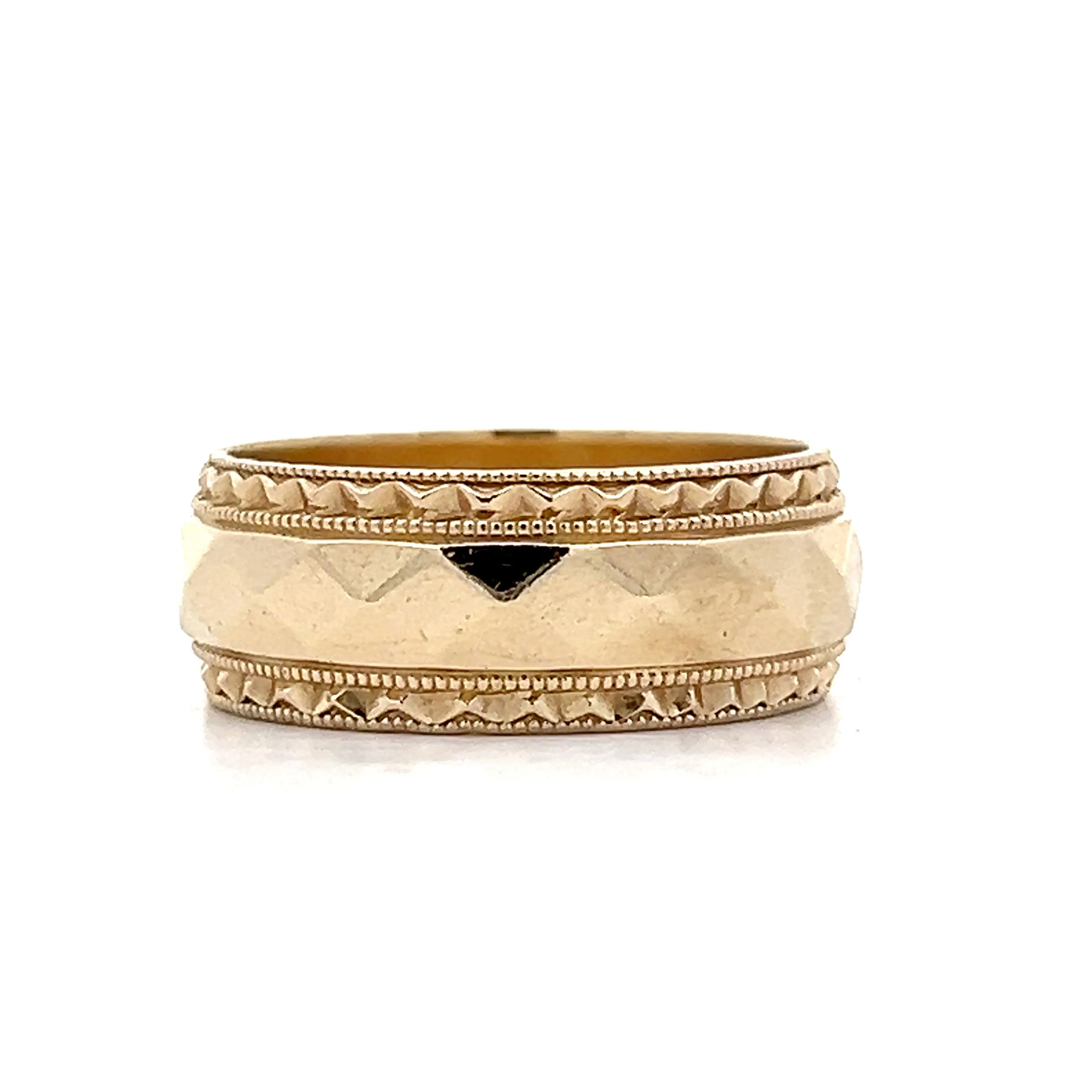 Men's Fancy Geometric Wedding Band in 14k Yellow Gold - Image 3