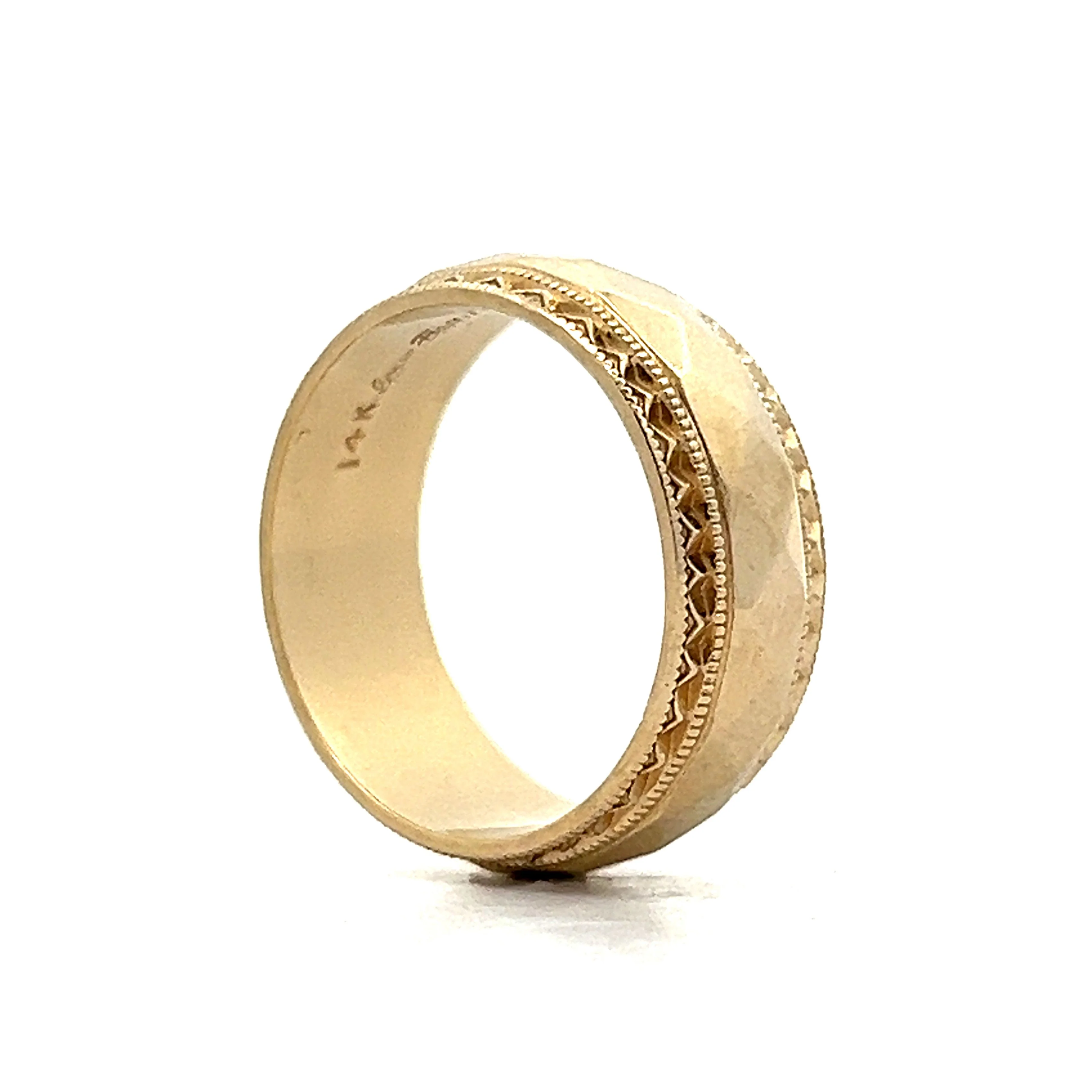 Men's Fancy Geometric Wedding Band in 14k Yellow Gold - Image 5