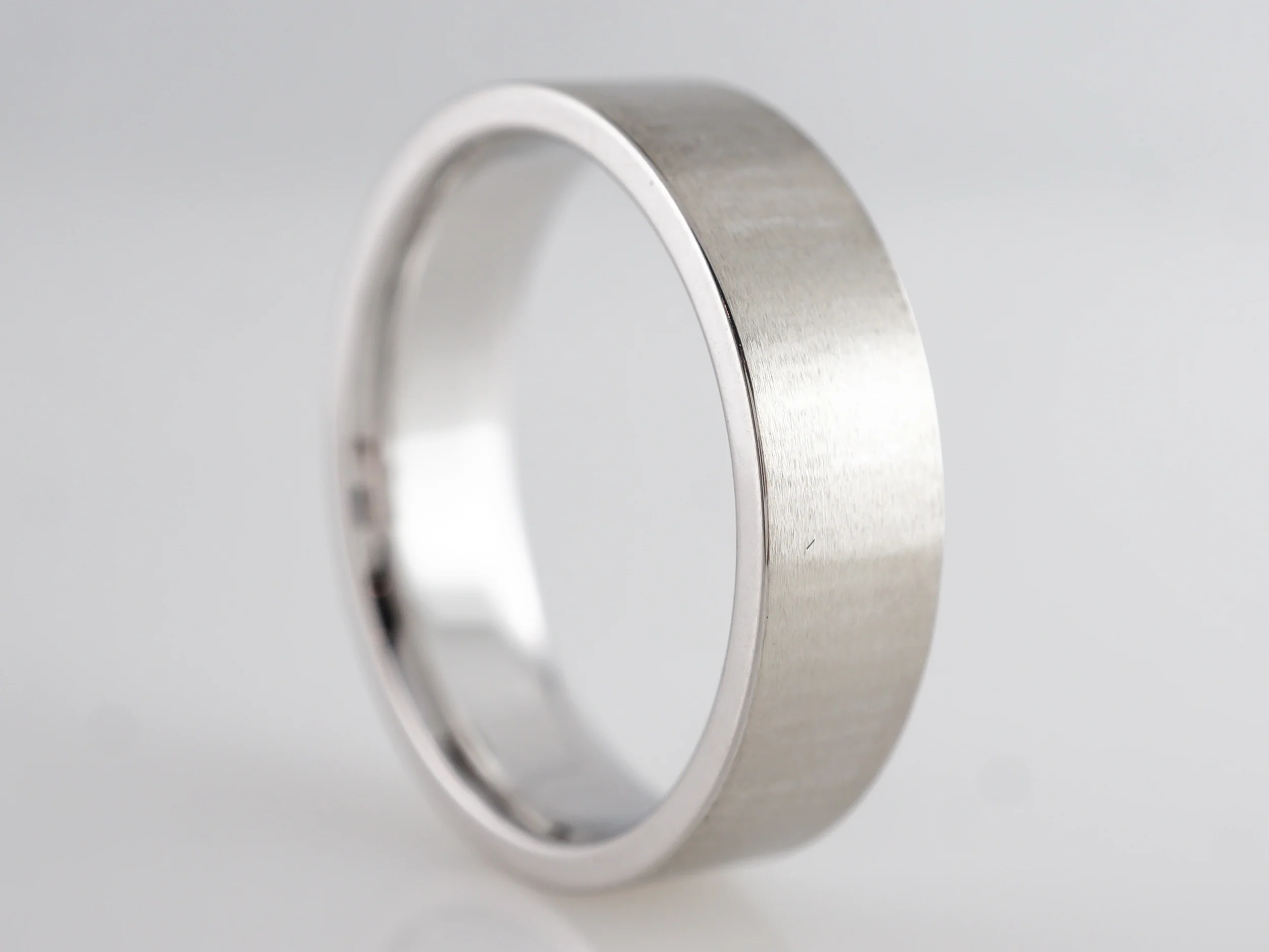 Men's Flat Edge Wedding Band in 14k White Gold - Image 3