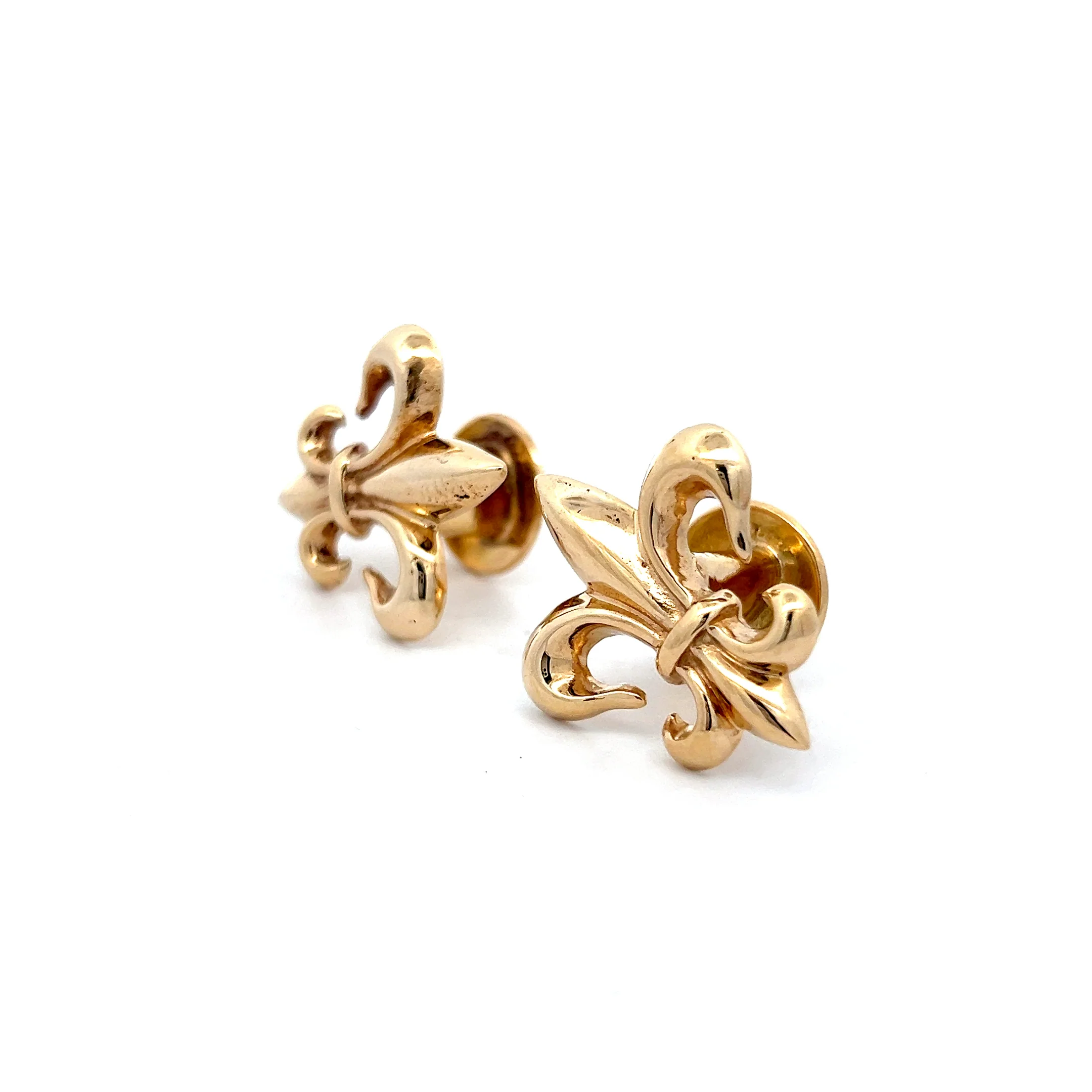 Mens Fleur De Lis Cufflinks in 14k Yellow Gold - Image 2