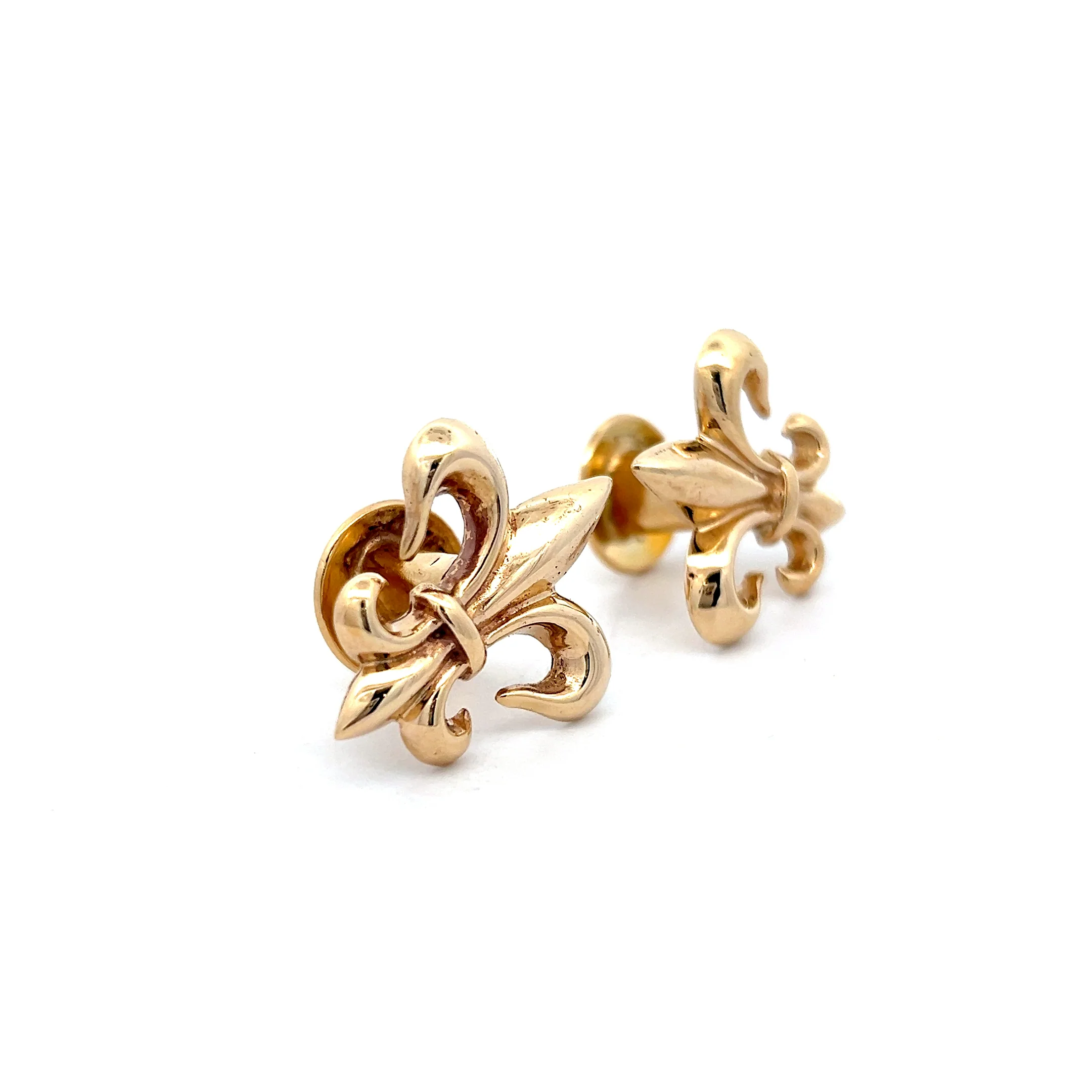 Mens Fleur De Lis Cufflinks in 14k Yellow Gold - Image 3