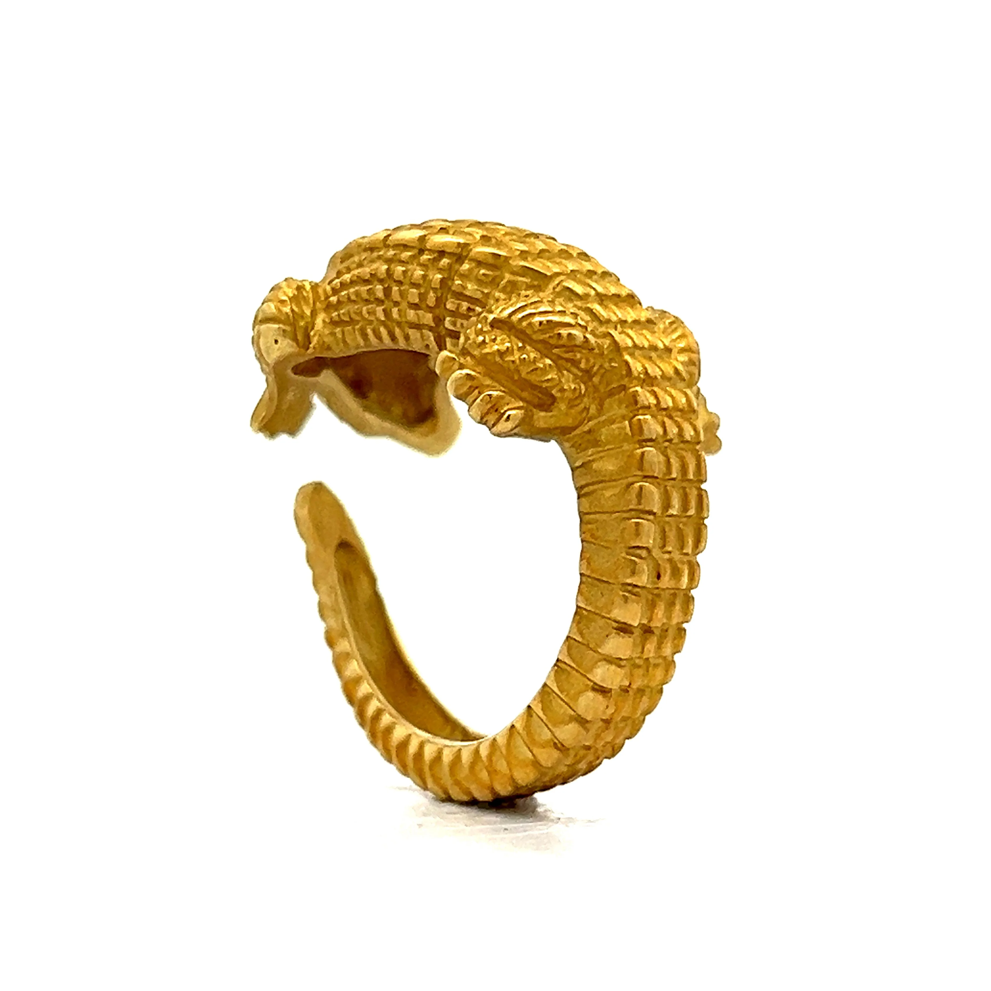 Mens Kieselstein-Cord Alligator Ring with Diamond Eyes in 18k Yellow Gold - Image 5