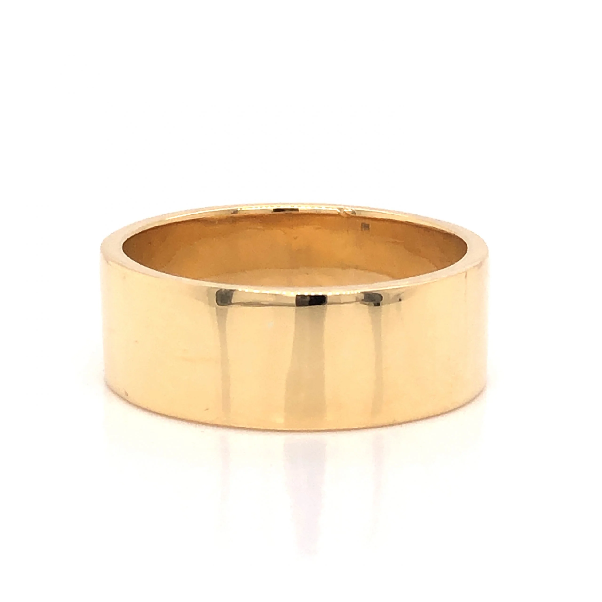 Men's Polished Flat Edge Wedding Band in 18k Yellow Gold - Image 2