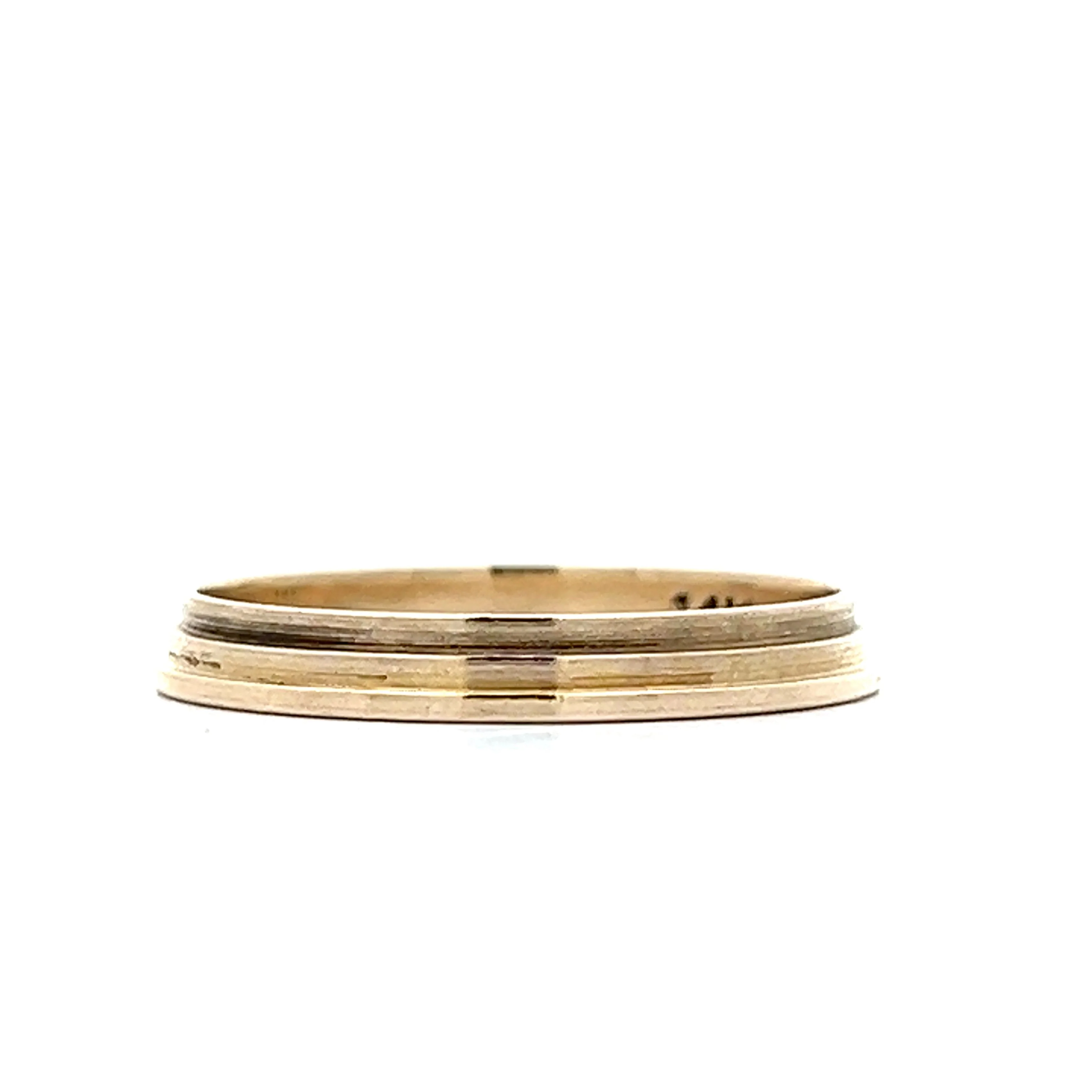 Mens Ridged Vintage Wedding Band in 14k Yellow Gold - Image 2