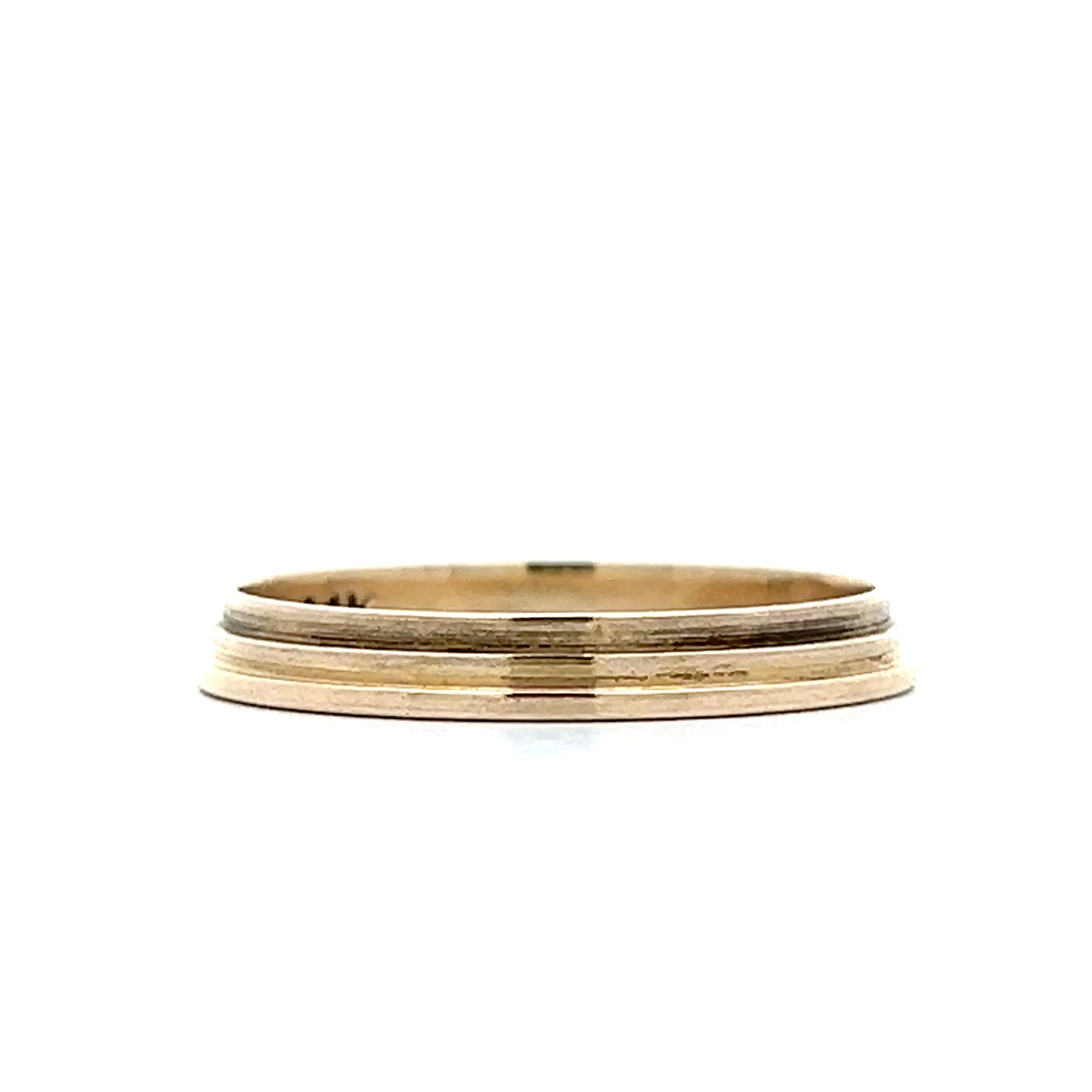 Mens Ridged Vintage Wedding Band in 14k Yellow Gold - Image 3