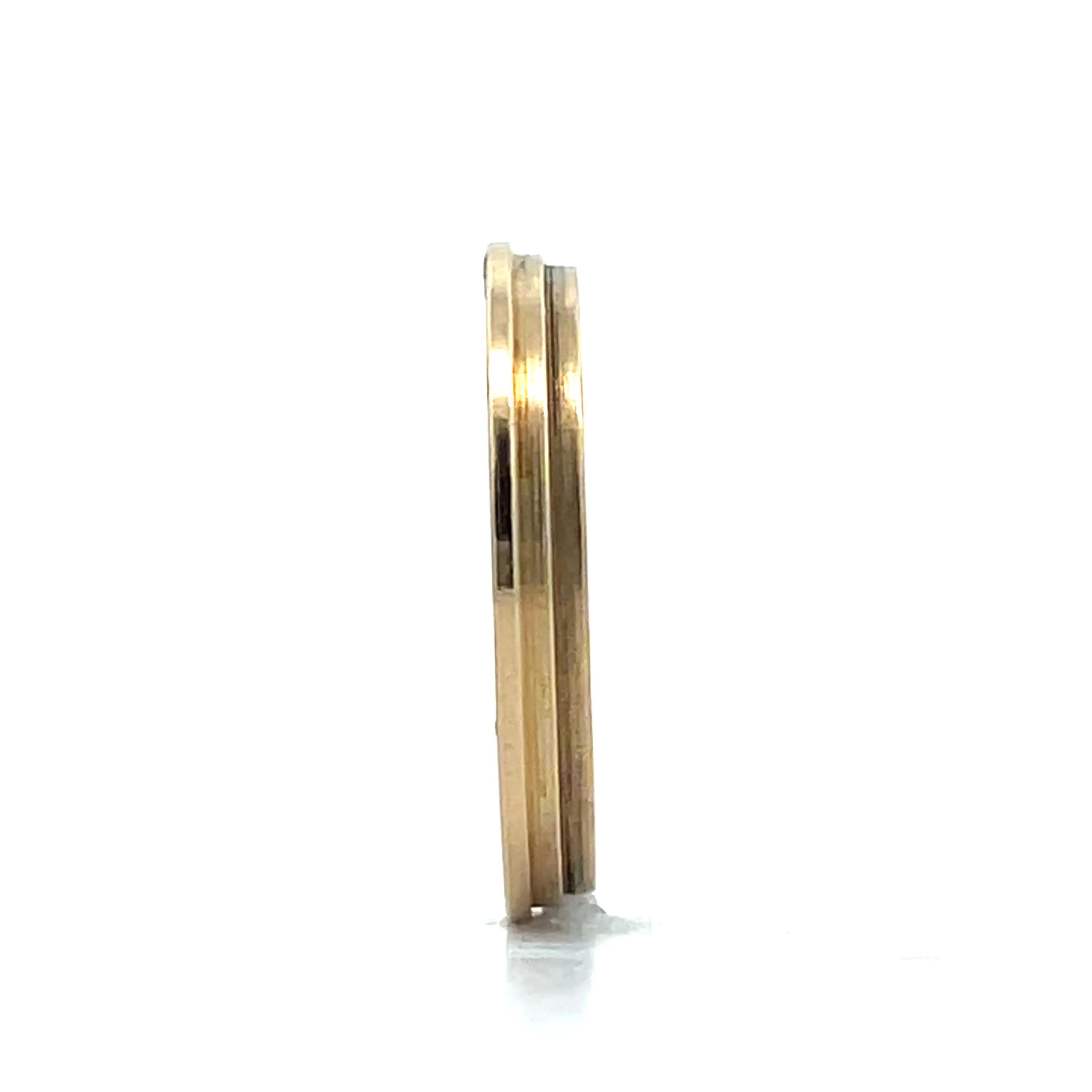 Mens Ridged Vintage Wedding Band in 14k Yellow Gold - Image 6