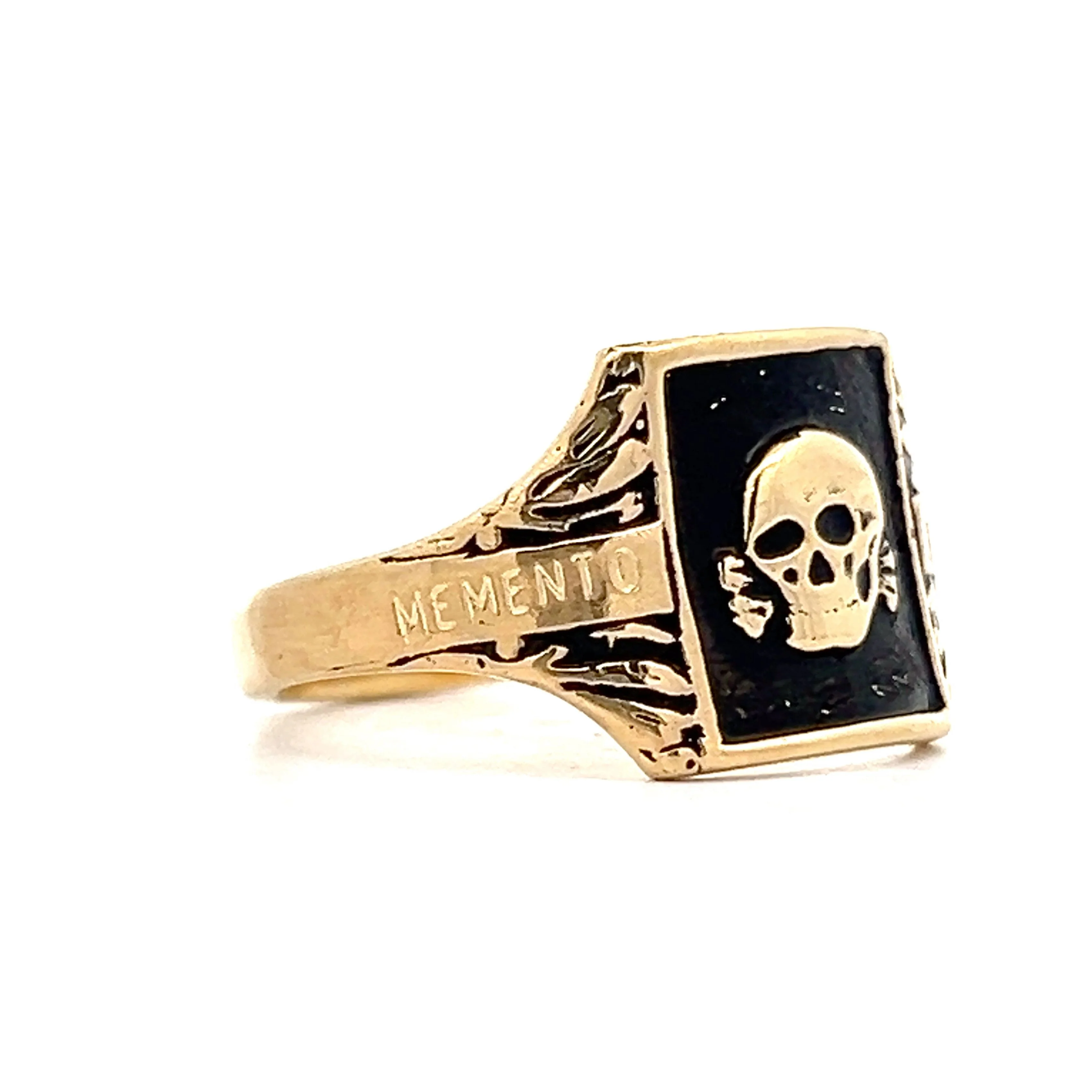 Men's Skull Momento Mori Ring in 18k Yellow Gold - Image 3