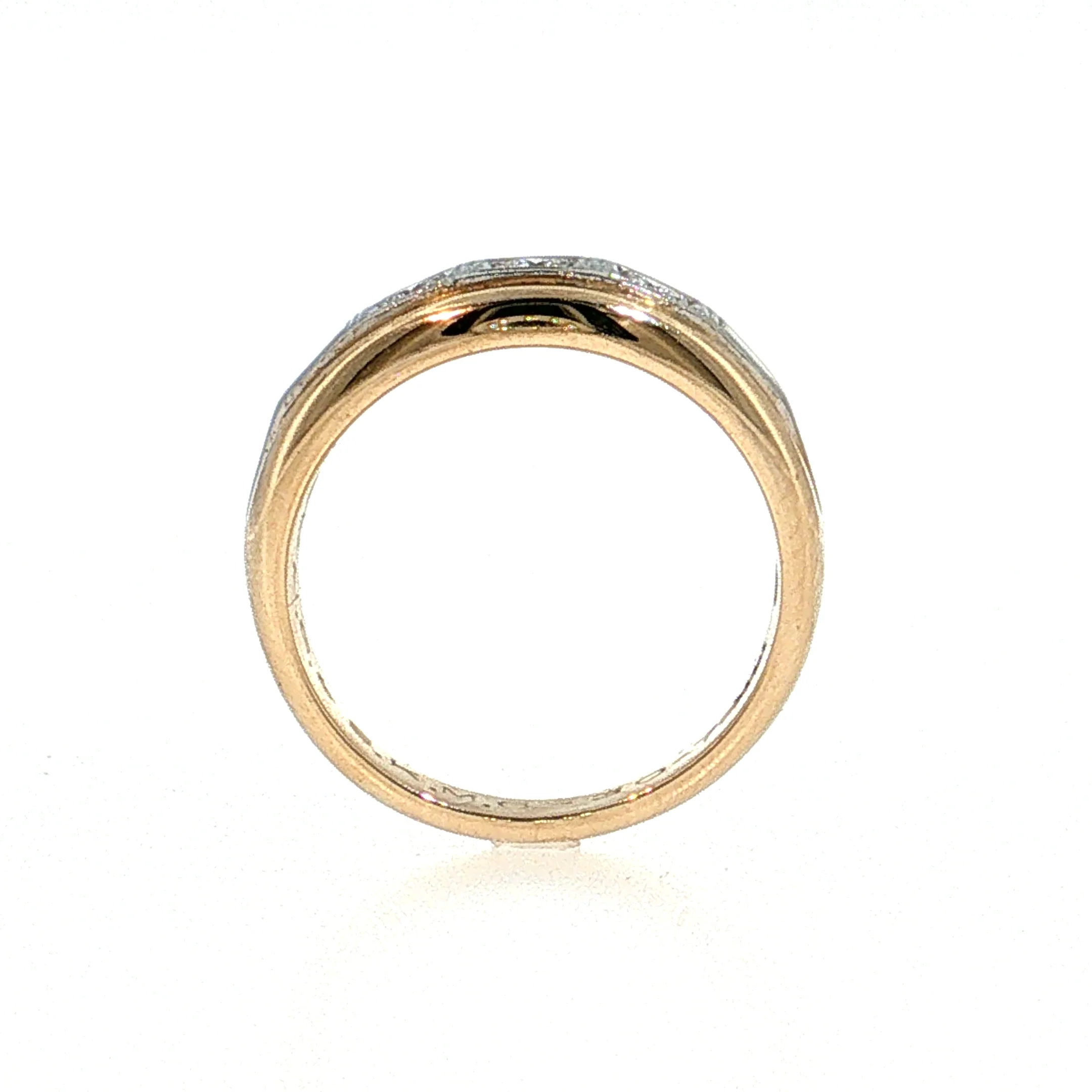 Mens Three Stone Diamond Ring Two-Tone 14k - Image 4