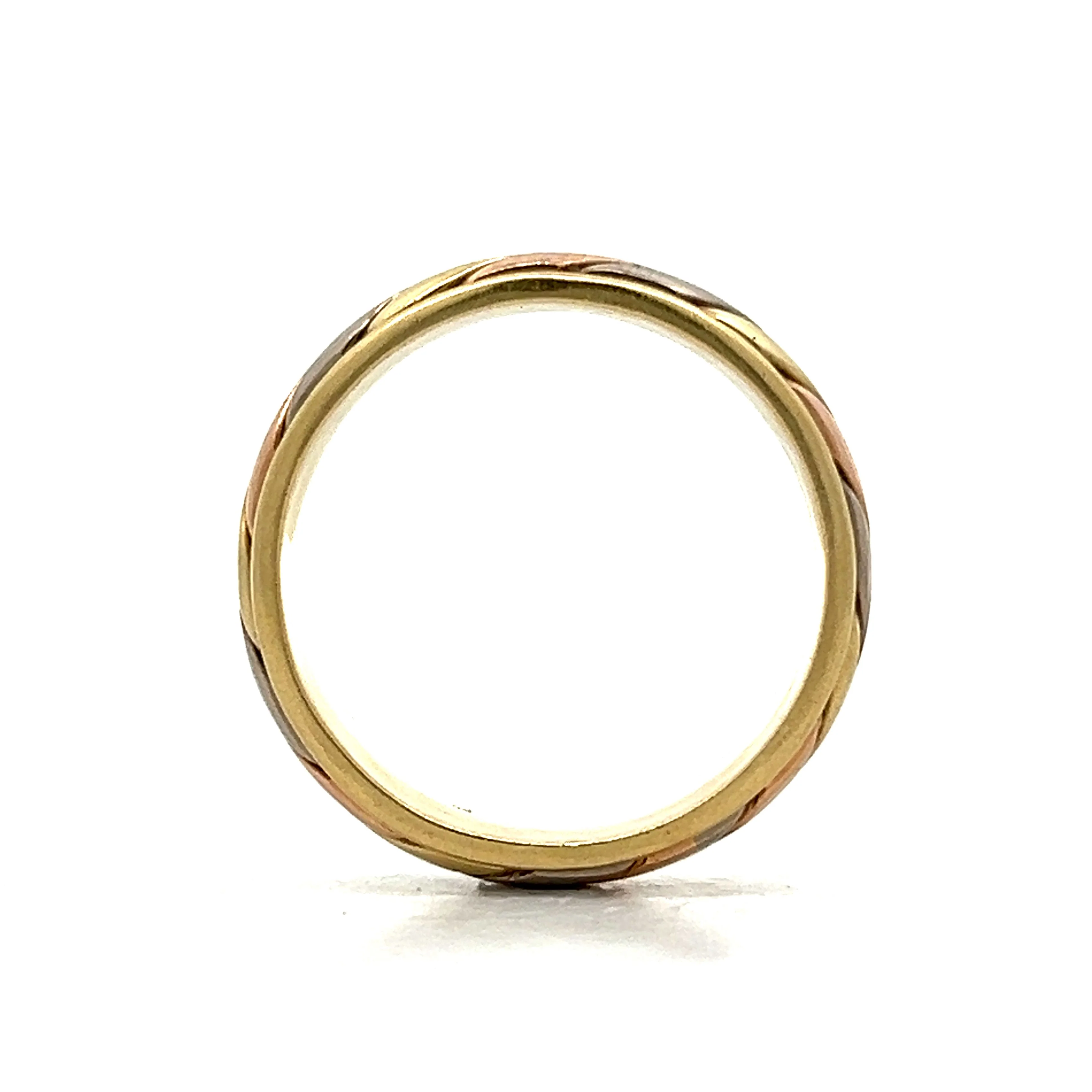 Mens Tri-Tone Milgrain Wedding Band in 14k - Image 4