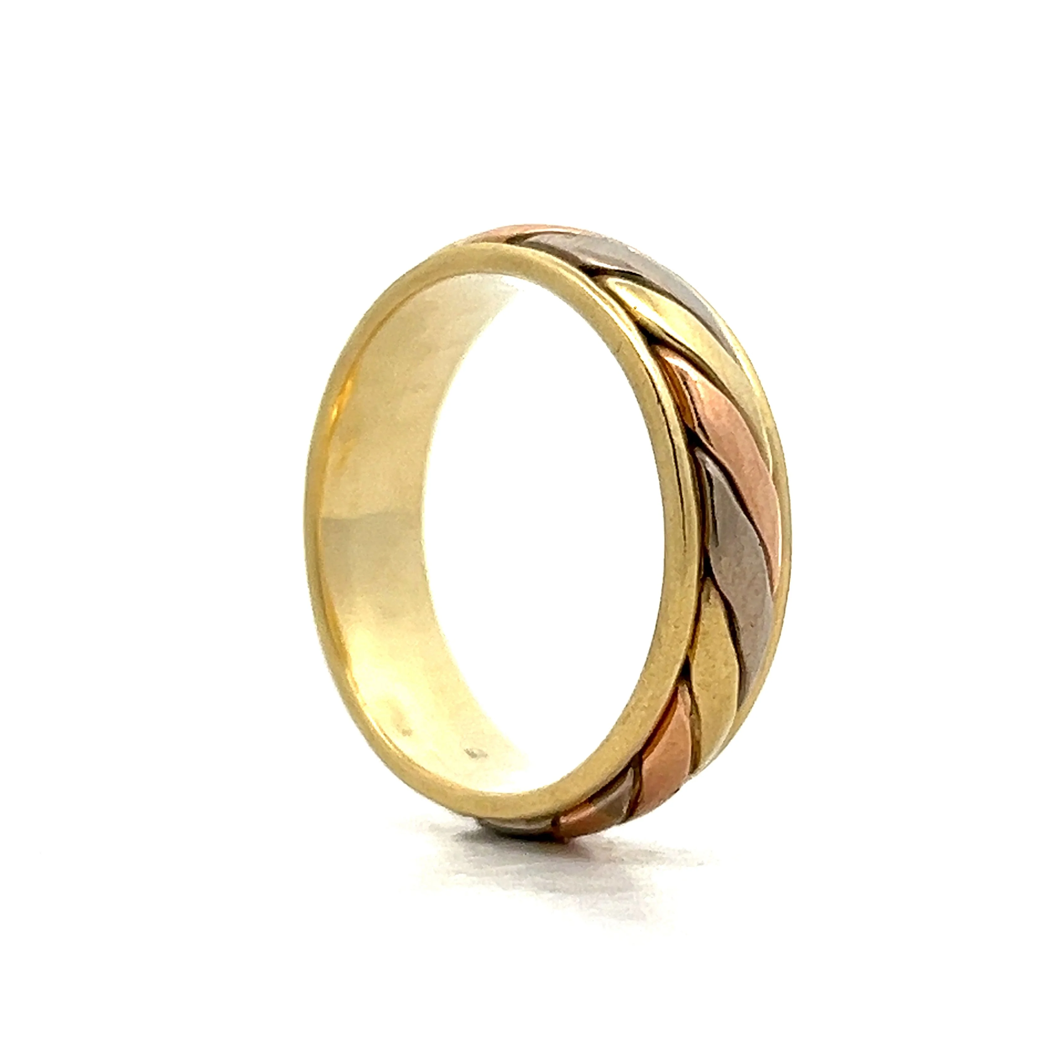 Mens Tri-Tone Milgrain Wedding Band in 14k - Image 5