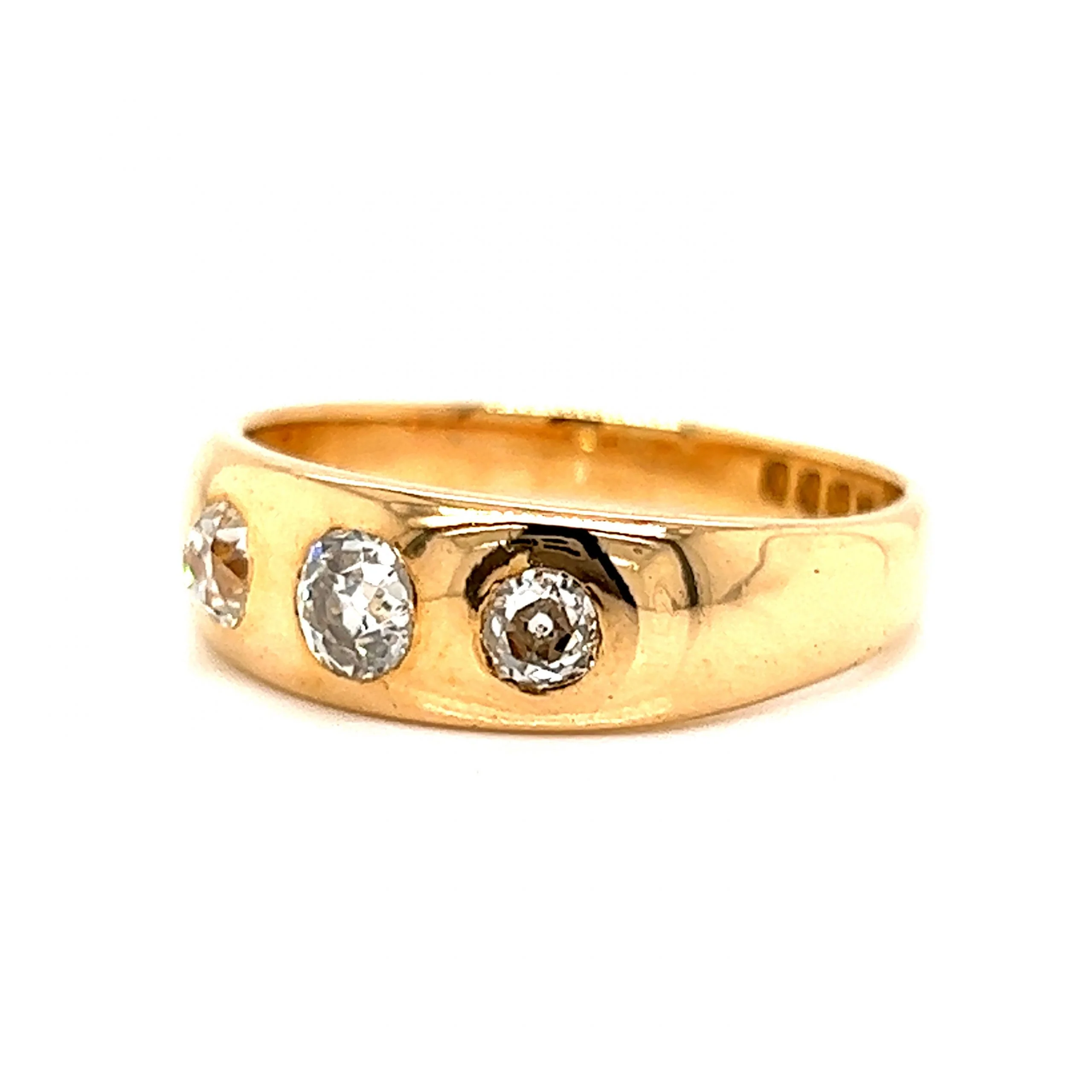 Men's Victorian Flush Set Diamond Ring in 18k Yellow Gold - Image 2