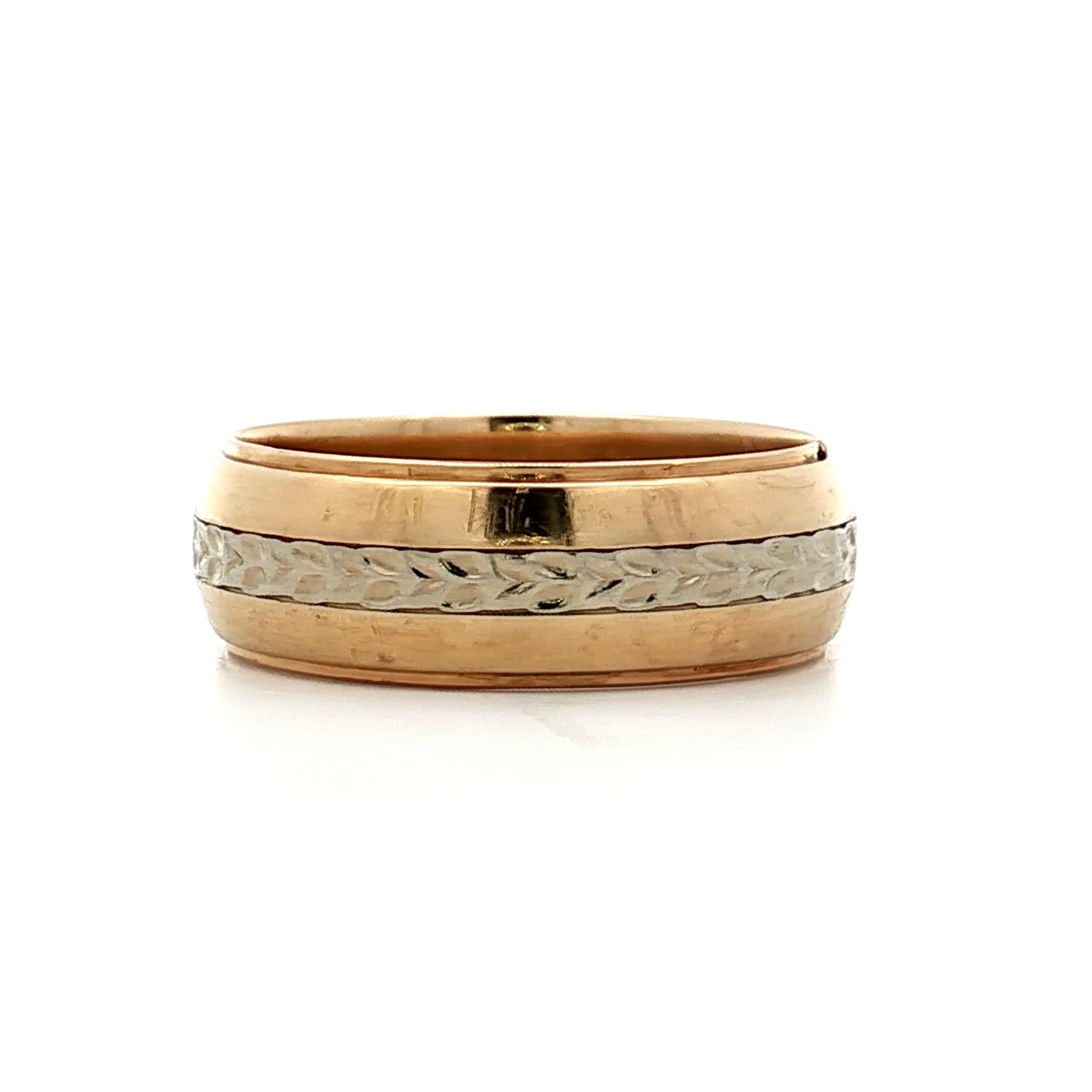 Mens Vintage 1950s Two-Tone Wedding Band 14k - Image 2