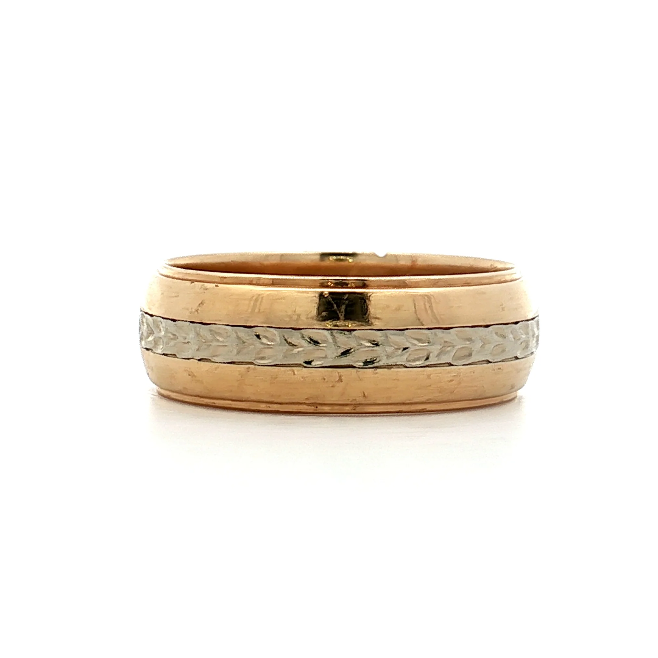 Mens Vintage 1950s Two-Tone Wedding Band 14k - Image 3