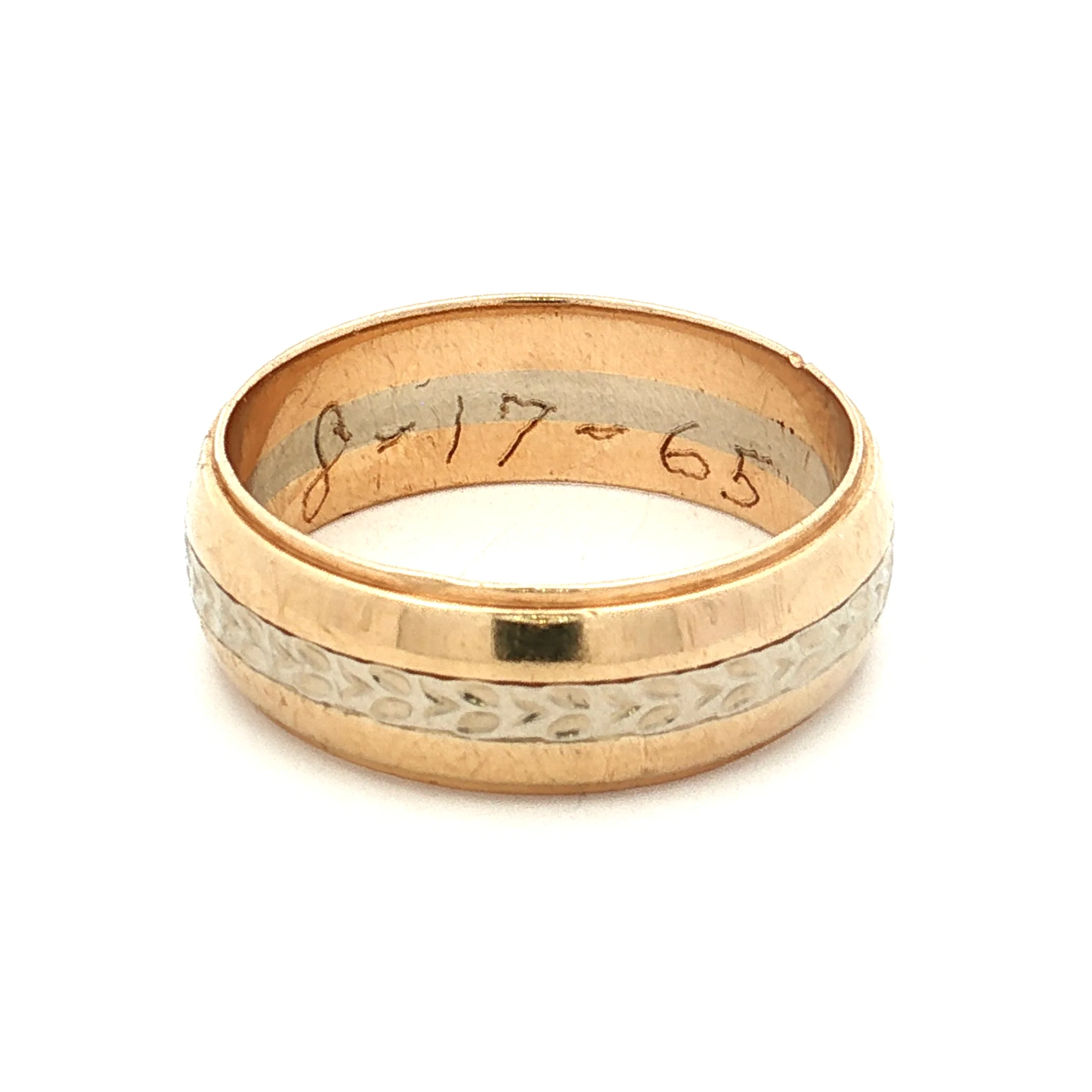 Mens Vintage 1950s Two-Tone Wedding Band 14k - Image 4