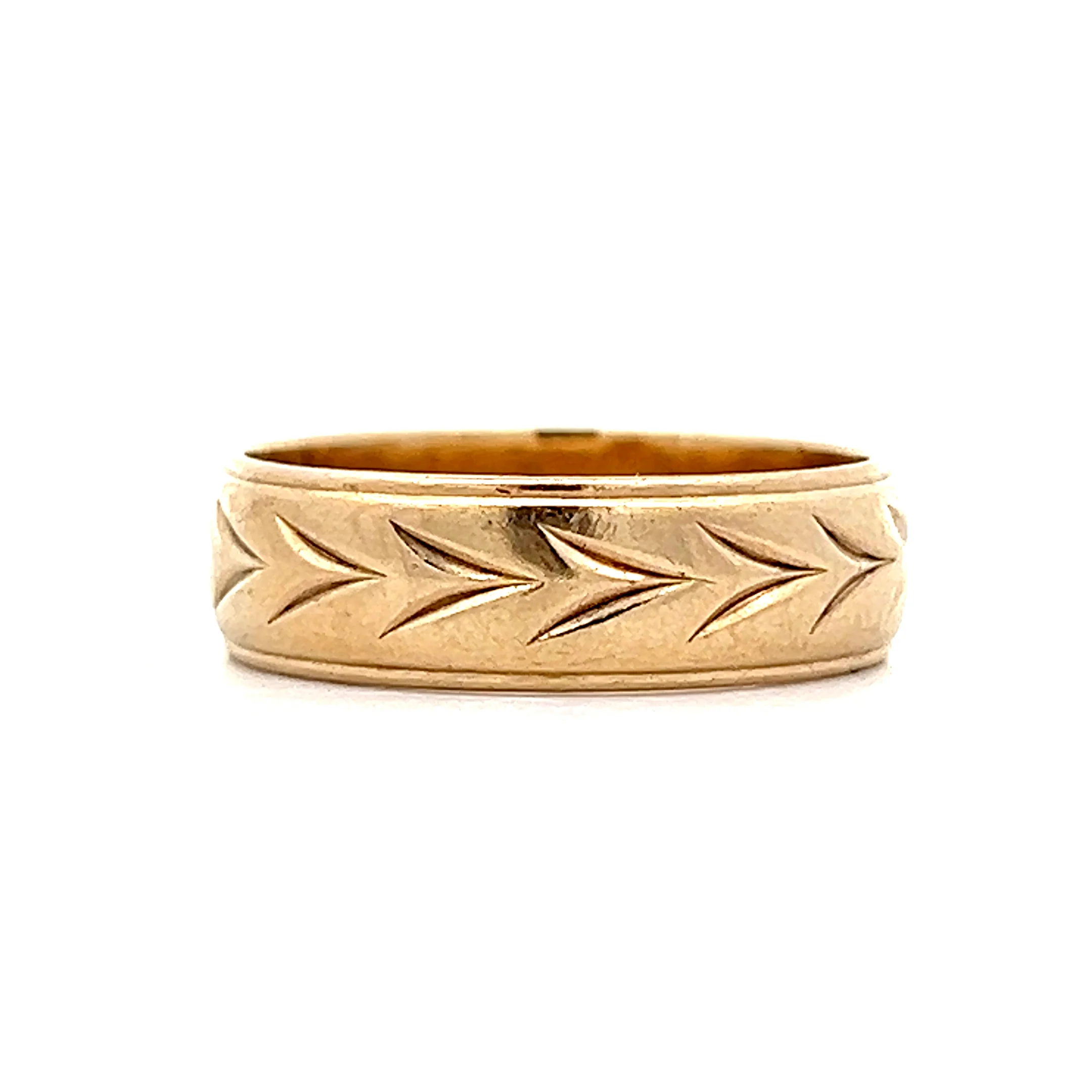Mens Vintage Chevron Wedding Band in 10k - Image 2