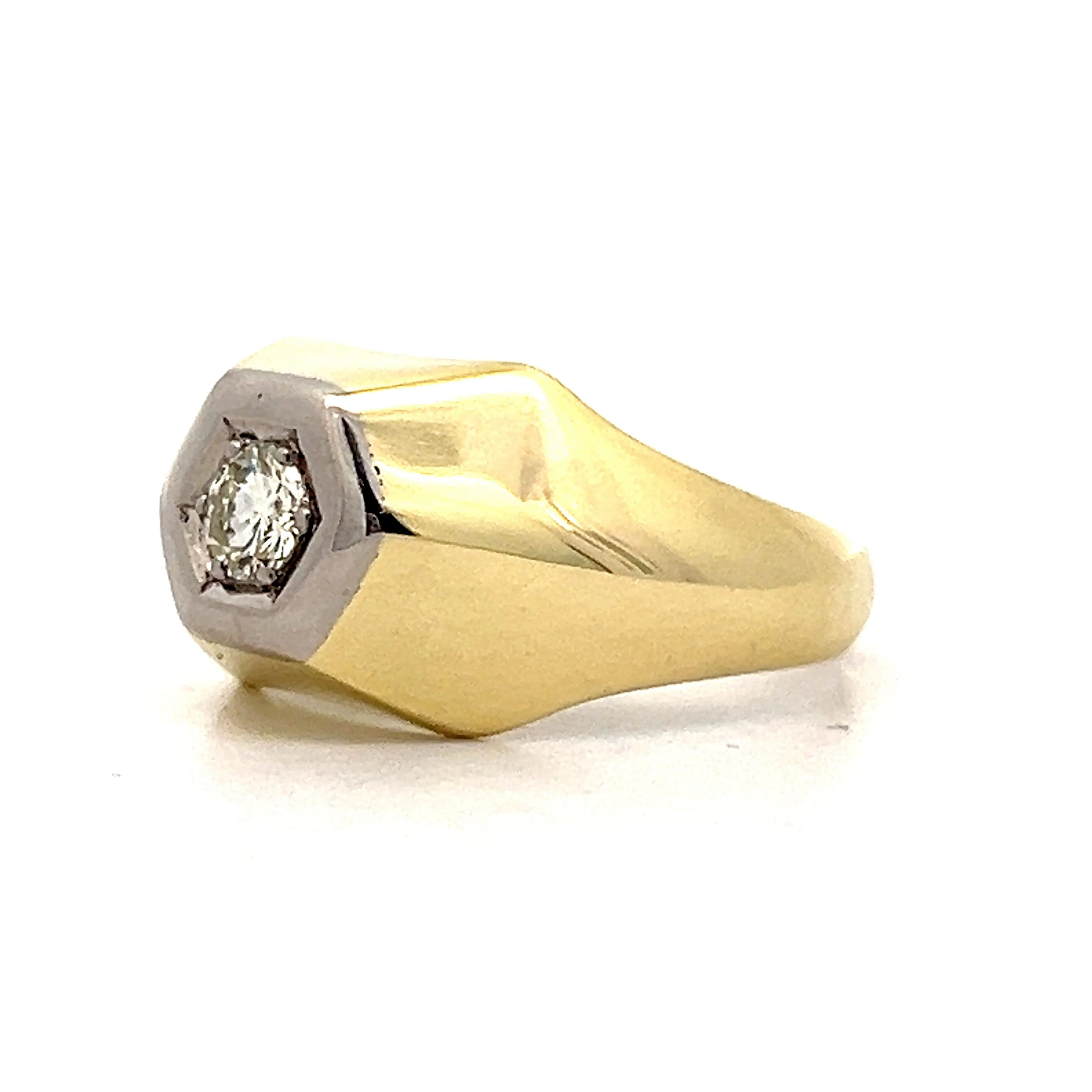 Mens Vintage Diamond Flush Ring in 14k Yellow Gold - Image 2