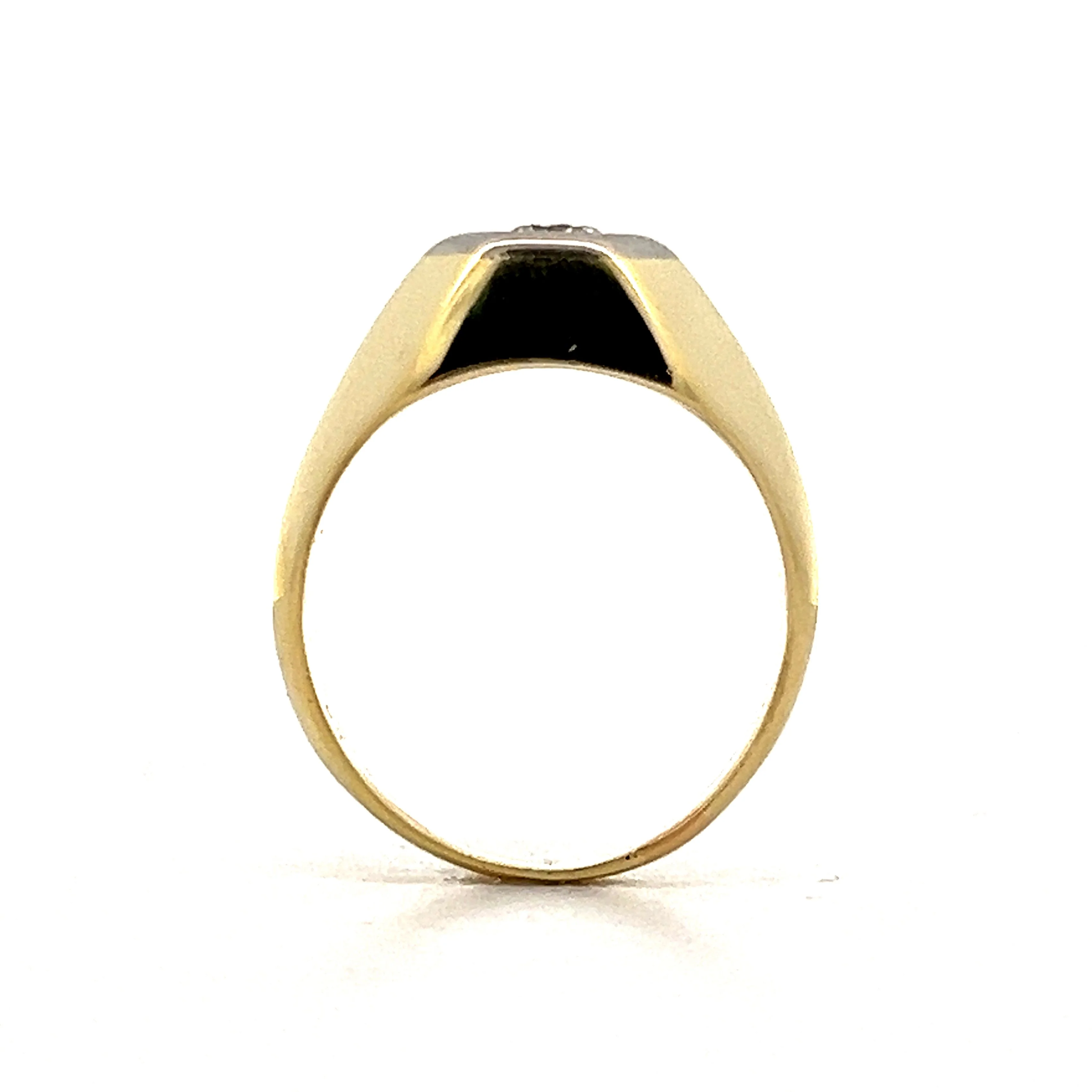 Mens Vintage Diamond Flush Ring in 14k Yellow Gold - Image 4