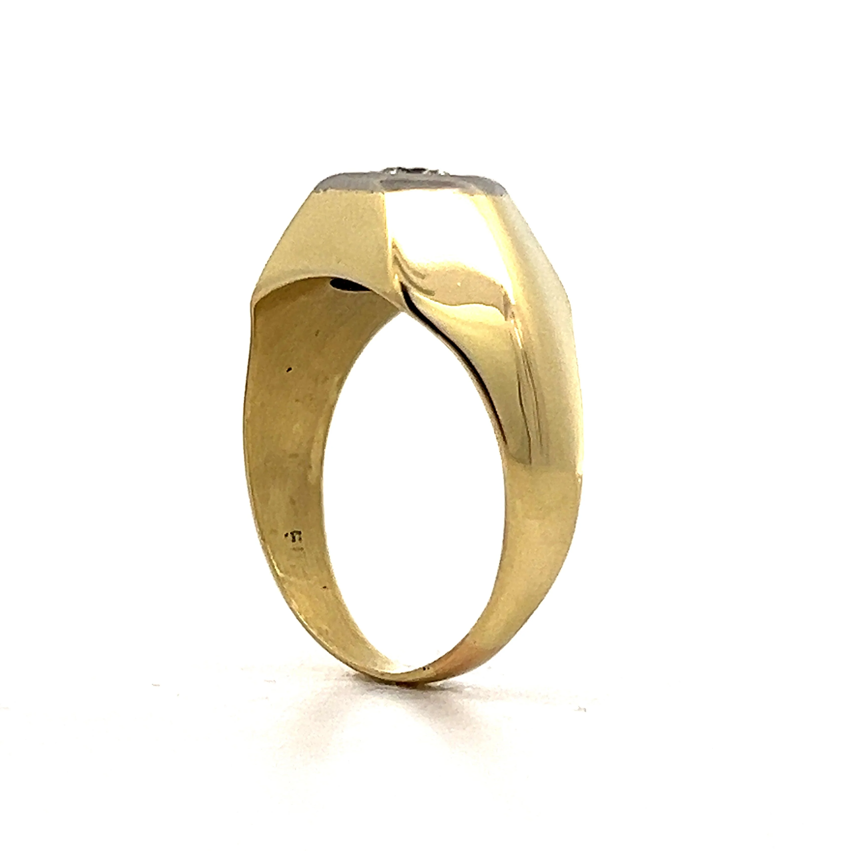 Mens Vintage Diamond Flush Ring in 14k Yellow Gold - Image 5