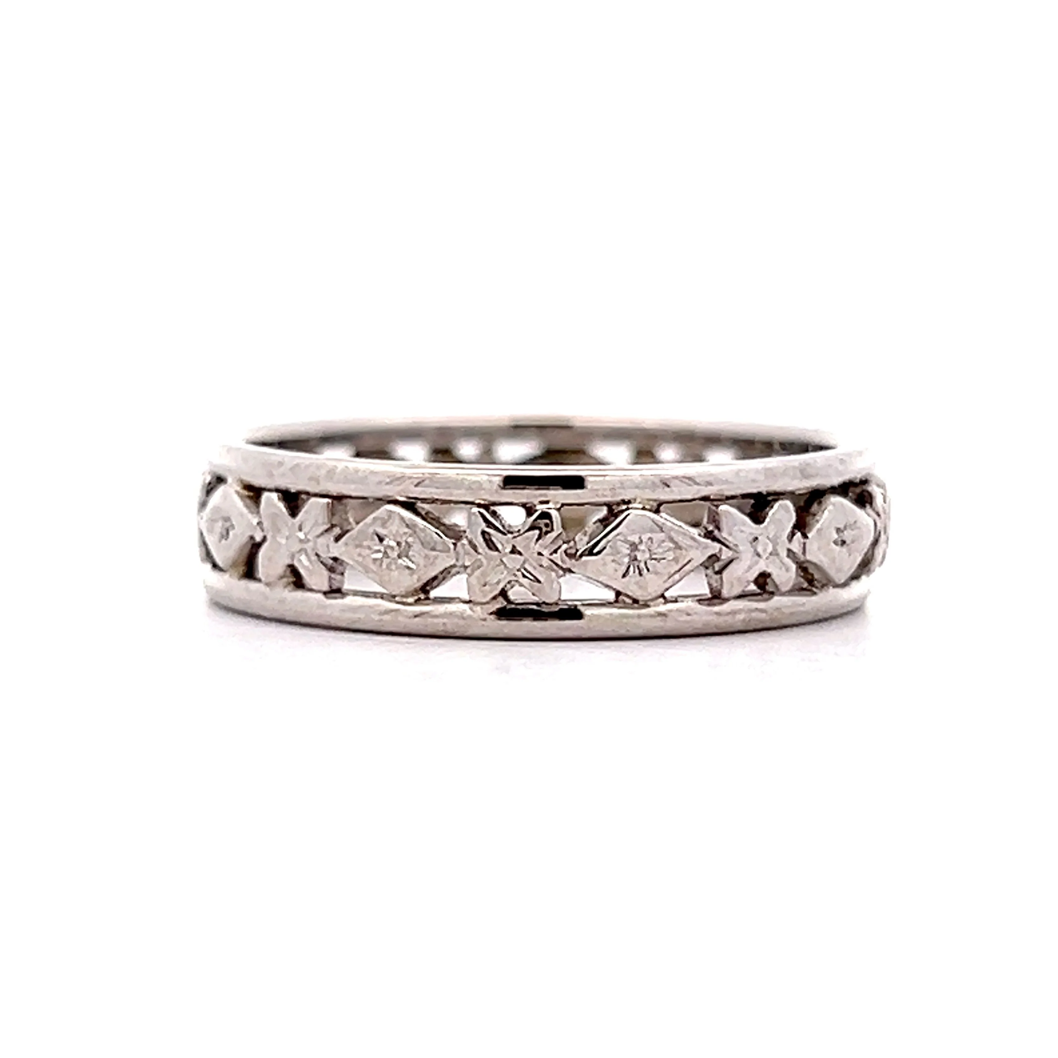 Mens Vintage Mid-Century Geometric Band in 14k - Image 3