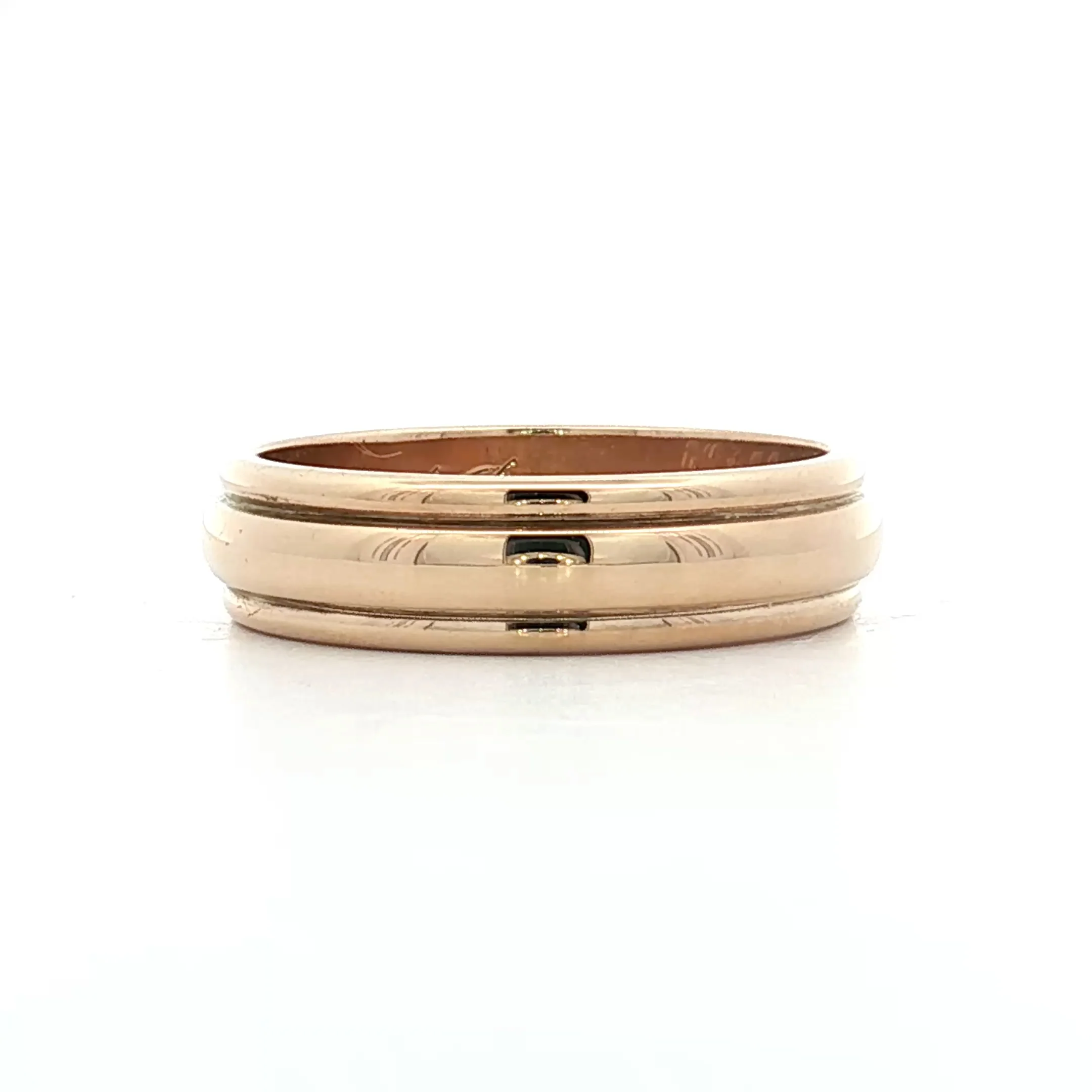 Mens Vintage Retro Ridged Wedding Band 14k