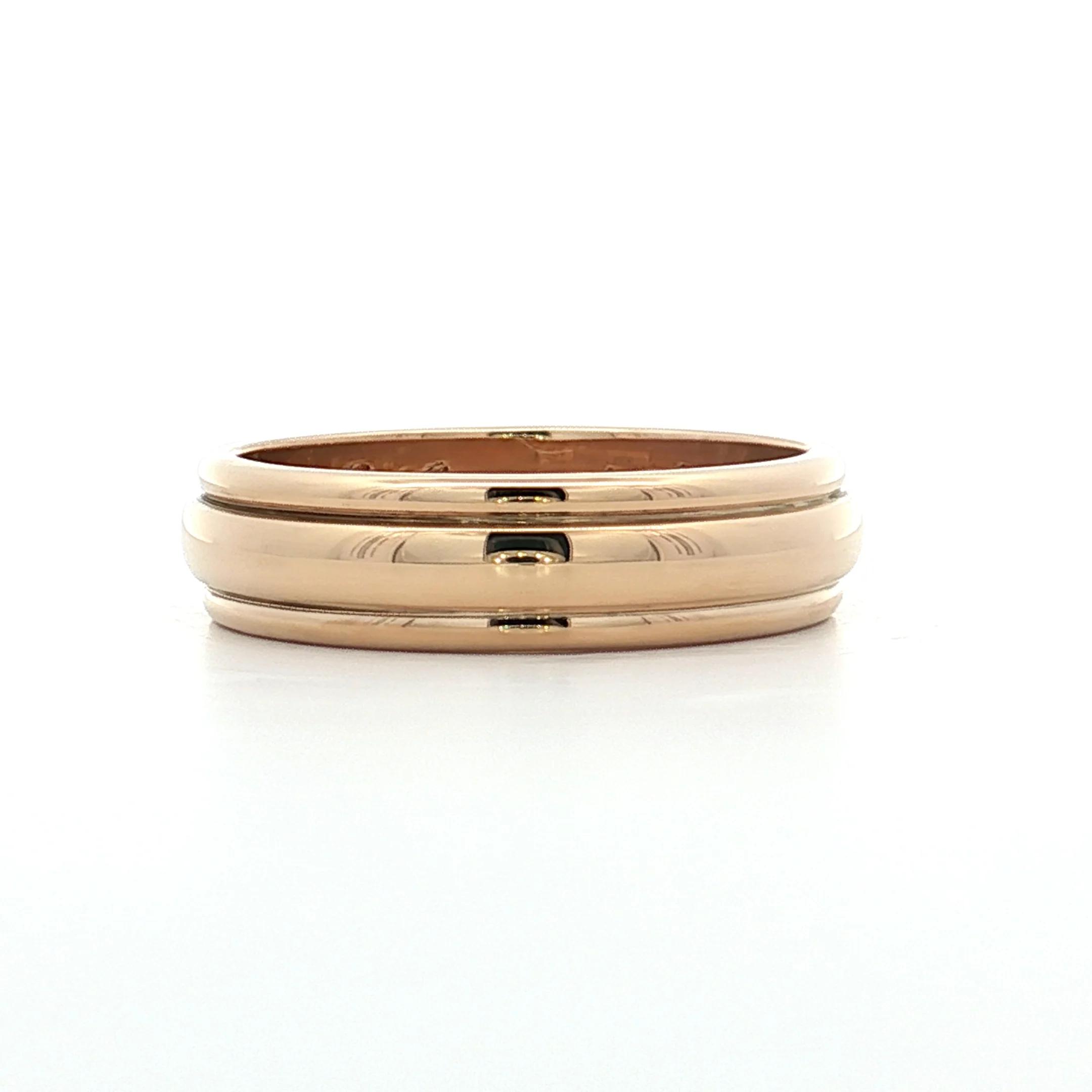 Mens Vintage Retro Ridged Wedding Band 14k - Image 2
