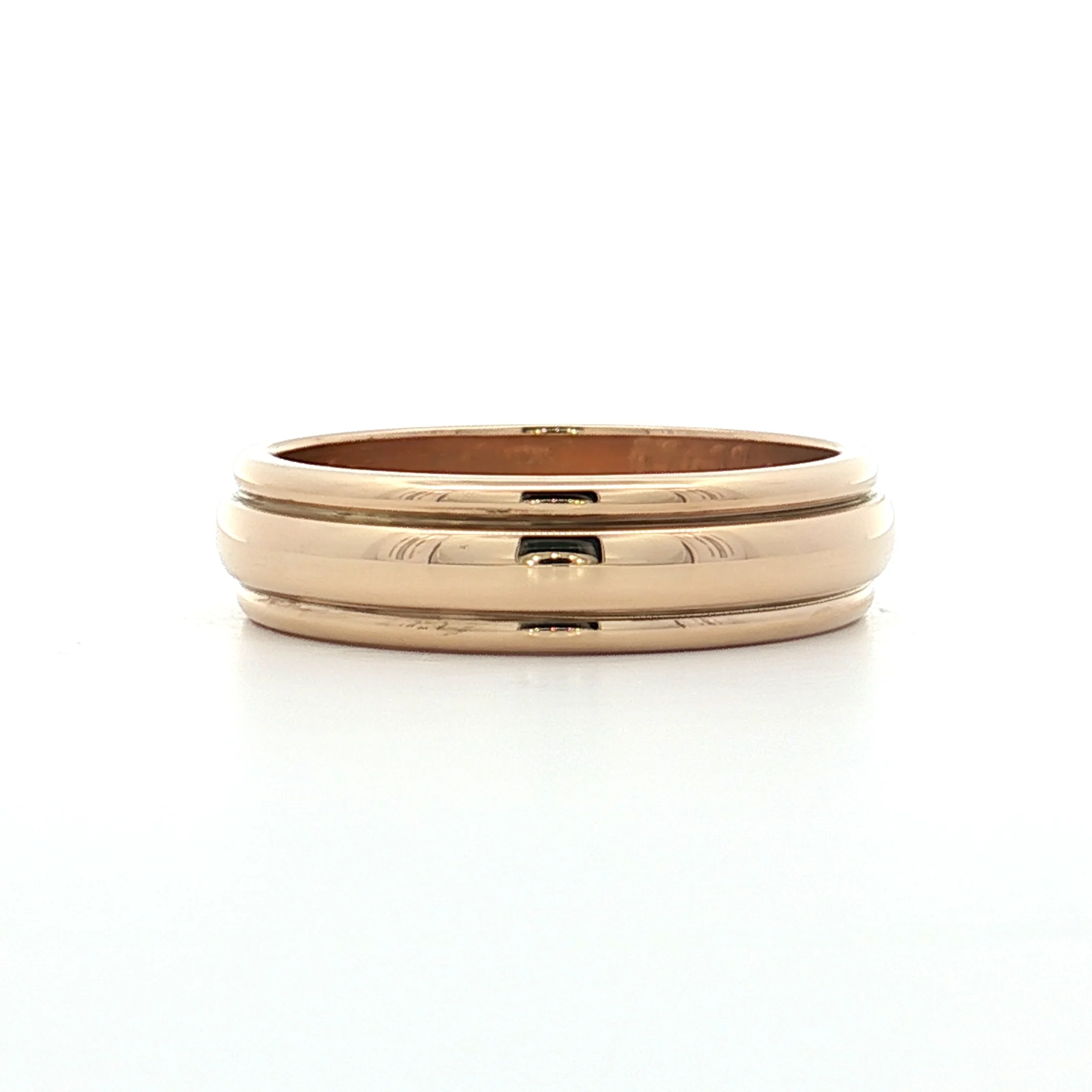 Mens Vintage Retro Ridged Wedding Band 14k - Image 3