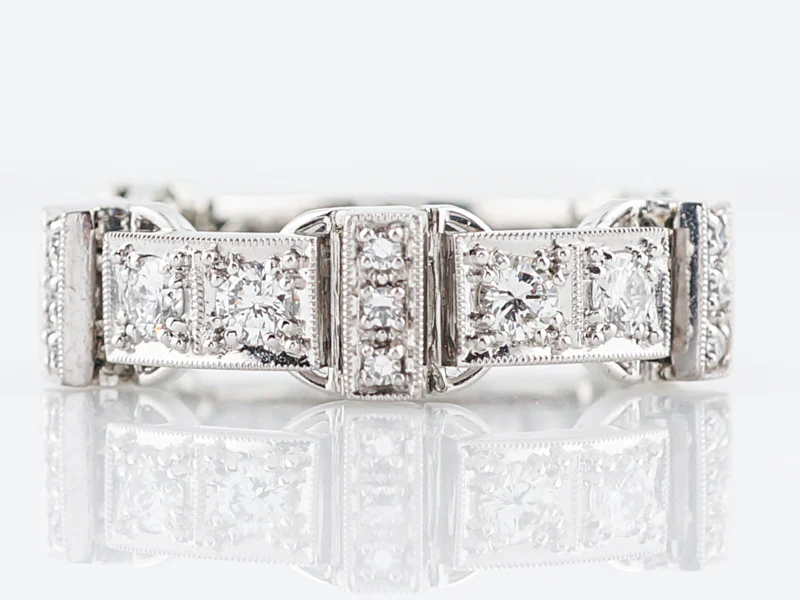 Men's Modern Wedding Band 1.90 Round Brilliant Cut Diamonds in Platinum & 18k White Gold
