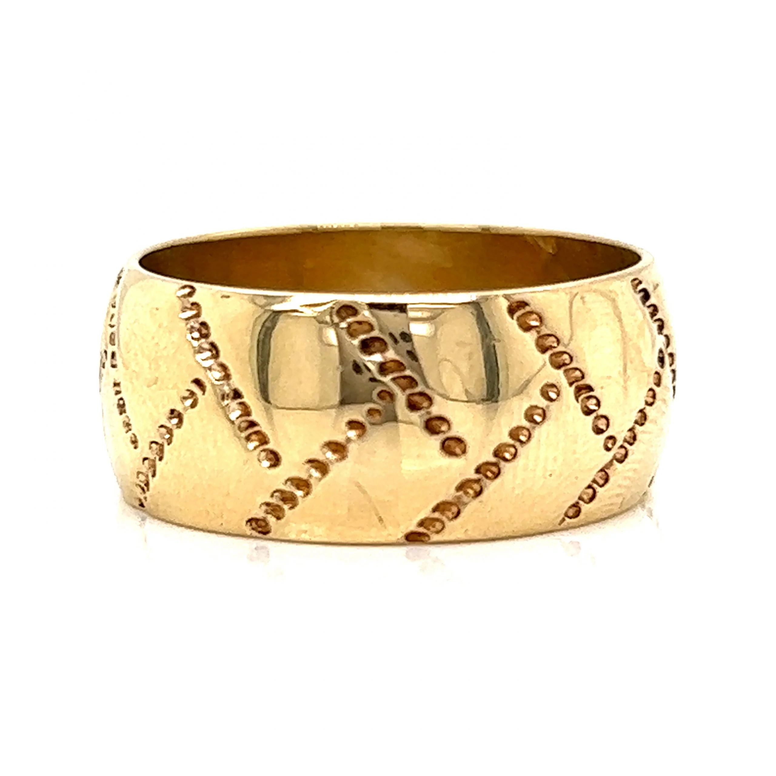 Men's Woven Pattern Wedding Band in 14k Yellow Gold